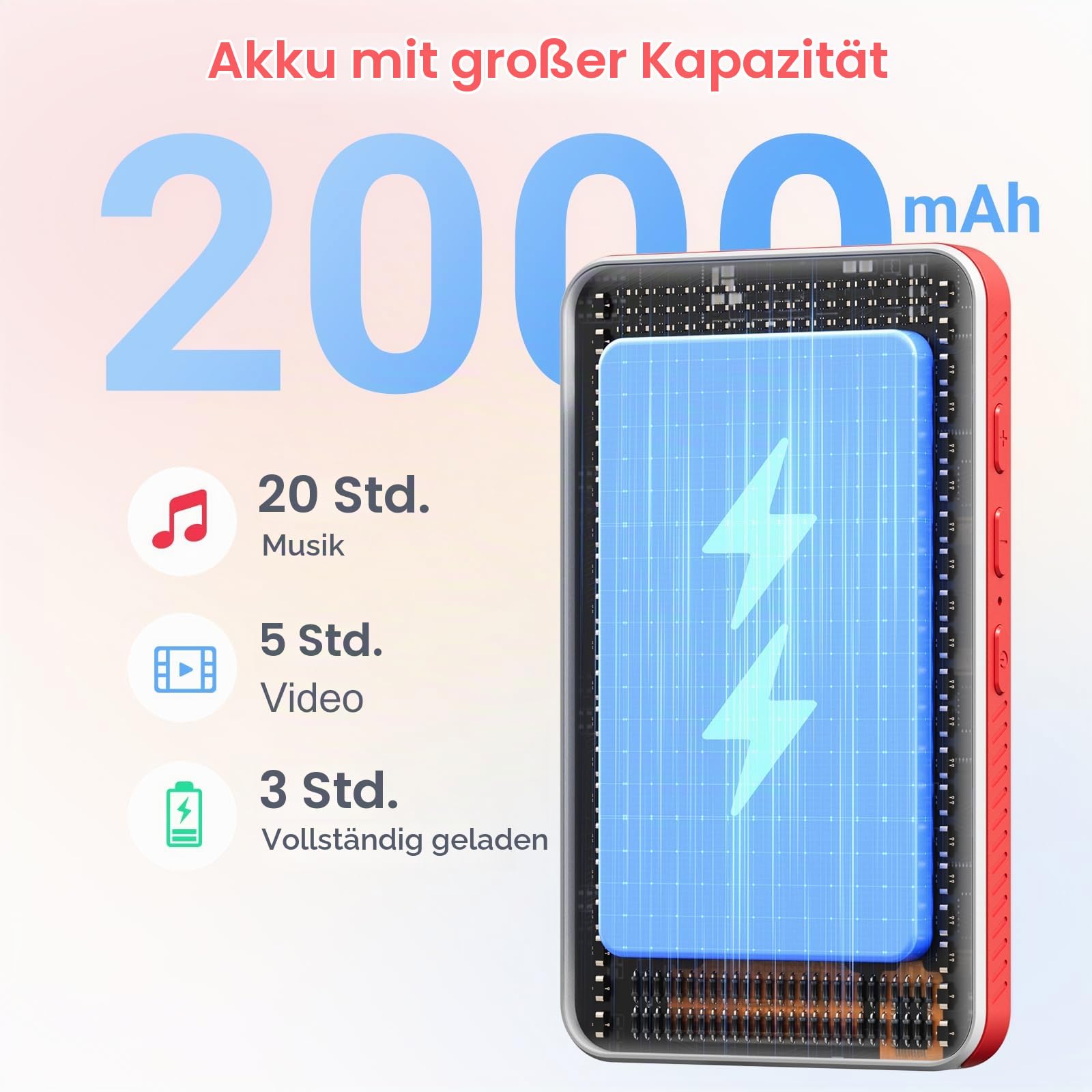 192GB MP3 Player mit Bluetooth und WiFi, tragbarer Spotify MP3-Player mit Android 13.0, RAM:4GB, Oilsky 4,0 Zoll HD MP4 Player Touchscreen und Lautsprecher