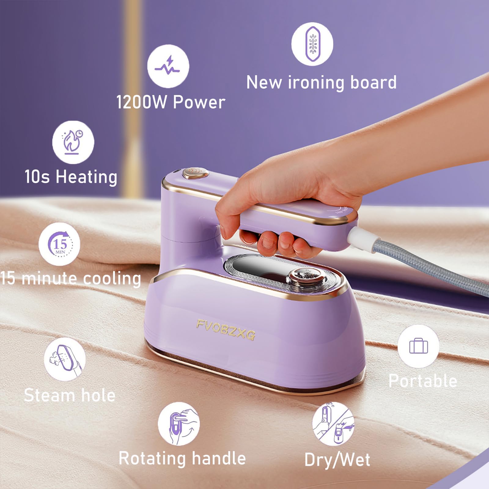 Plancha de Viaje Portátil - Vapor en Uso Húmedo y Seco, Giratorio Plegable, Pequeña para Viajes de Negocios