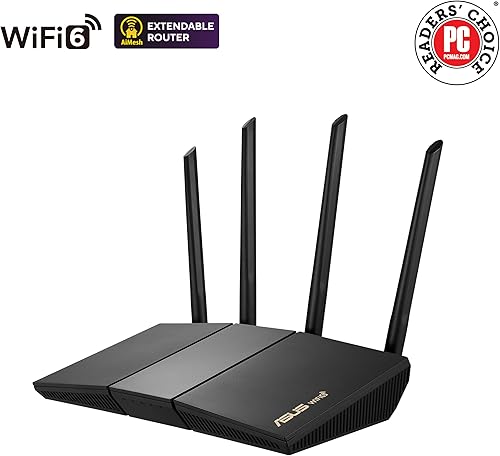 Miniatura 2 de ASUS Router AX3000 WiFi 6 (RT-AX57) - Router de Internet inalámbrico Gigabit de doble banda, juegos y transmisión, compatible con AiMesh, seguridad