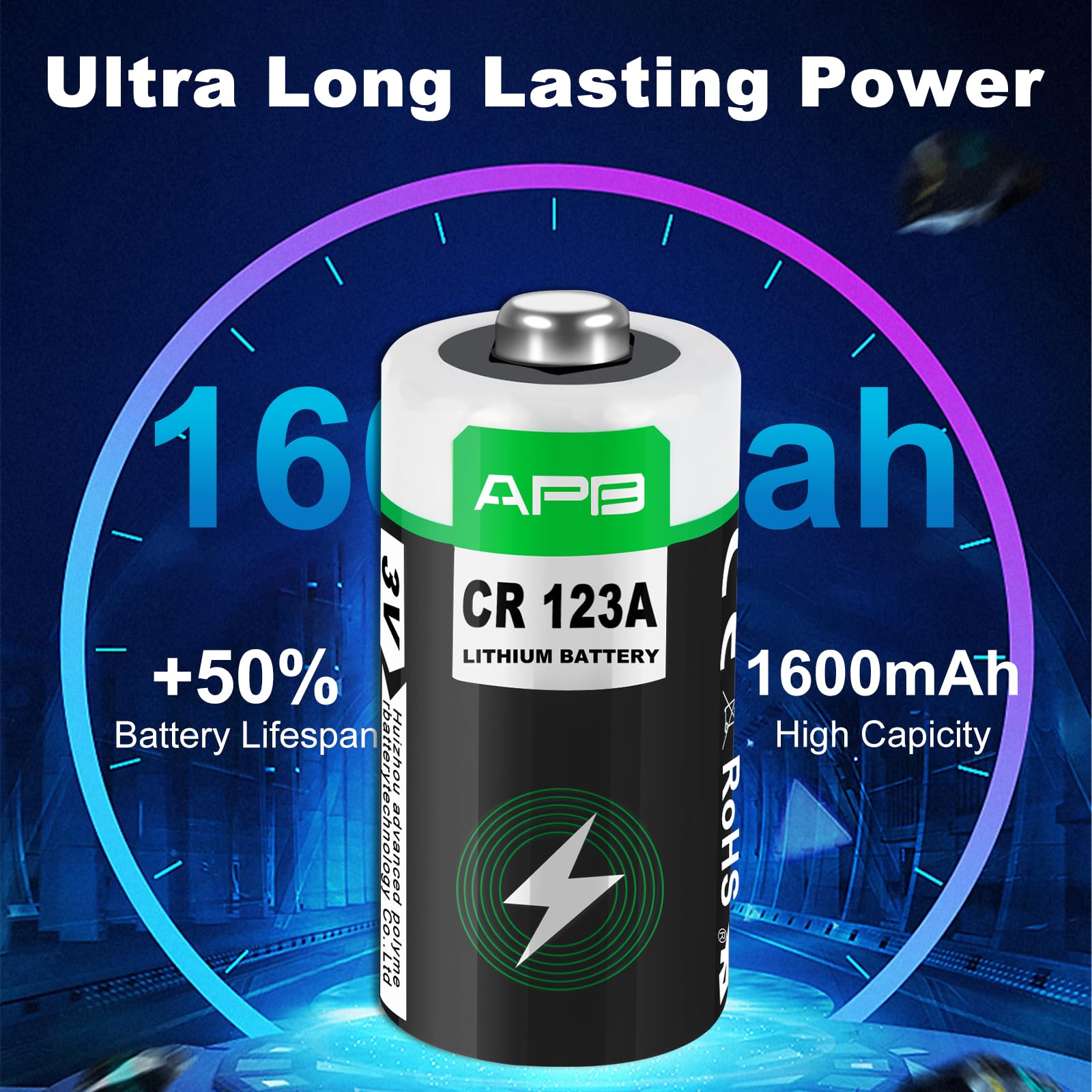 Batteria CR123A, 10 Pile CR123a 3V Litio Lunga Durata Batterie CR123 per Dispositivi Leggeri con Elevato Fabbisogno Energetico, Torce, Rilevatori di Fumo, Sistemi di Allarme, Proiettori, Telecamere