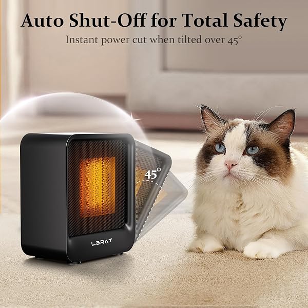 Lerat Space Heater, Portable Mini Heater for Indoor Use, 500W Fast Heating Small Desk Heater with Overheating & Tip-Over Protection, Lightweight Electric Heaters for Office, Home, Camping (Black) - 4