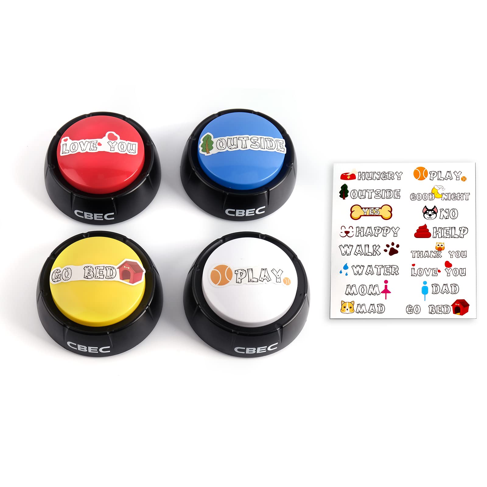 CBEC Dog Buttons-Talking Pet Starter Set,4 Piece Dog Buttons for Communication Talking Button for Dog Training Dog Speeching Button,Teach Your Dog to Talk
