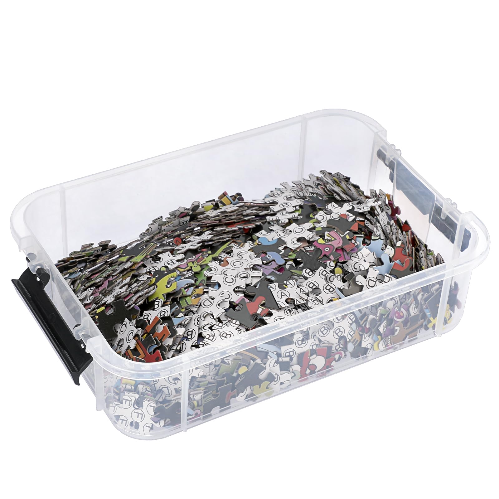 IGNPION Stapelbare Aufbewahrungsbox, 4-Ebenen-Verstellbare Kunststoff-Aufbewahrungsbox mit Tragegriff Transparente Organizer-Behälter für Kunst- und Bastelarbeiten, Spielzeug, Nähzubehör (Schwarz)