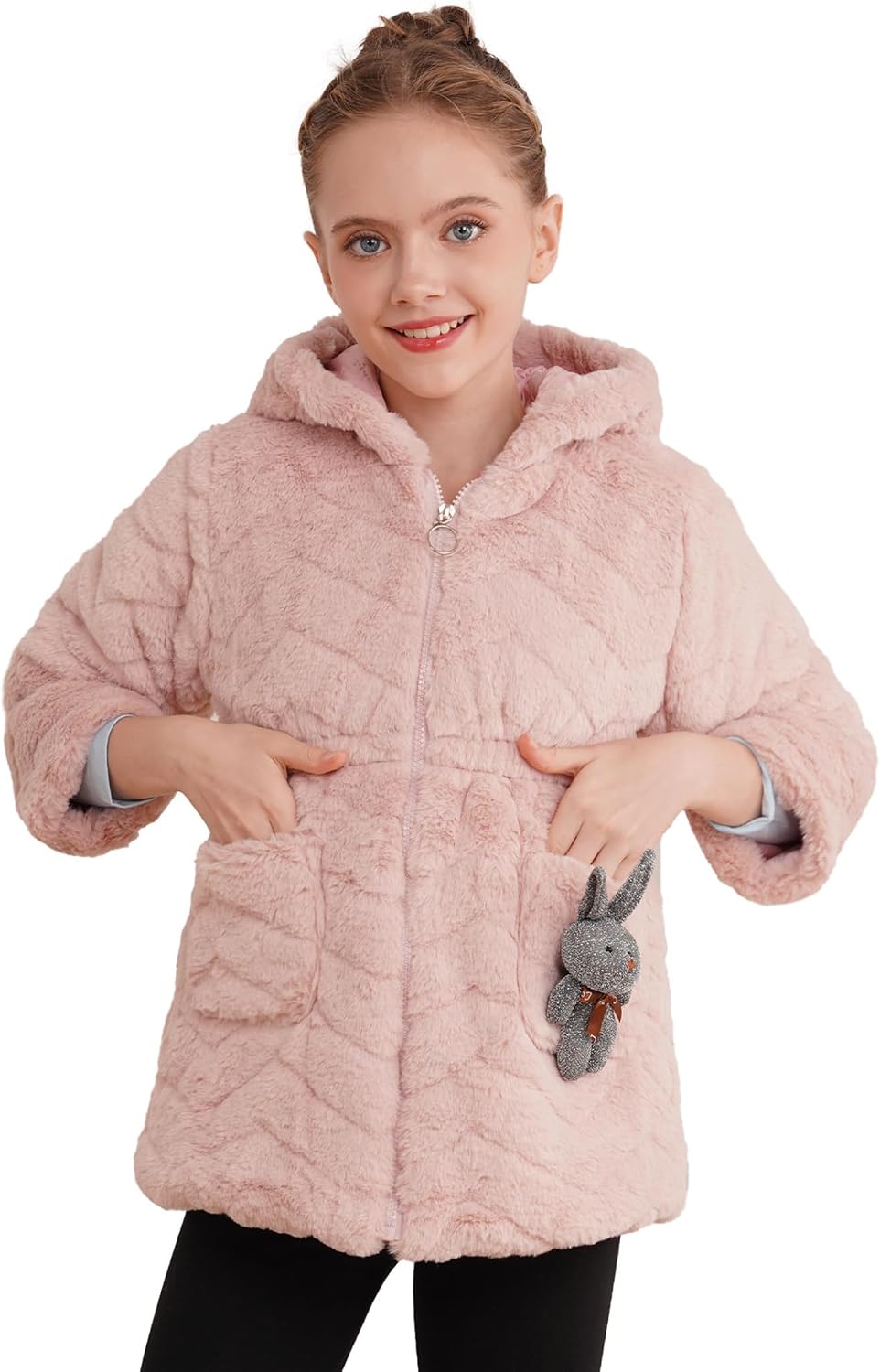 Kids Girls Fleece Jacket Full Zip Long Sleeve Hoodie Outerwear Winter Warm Coats