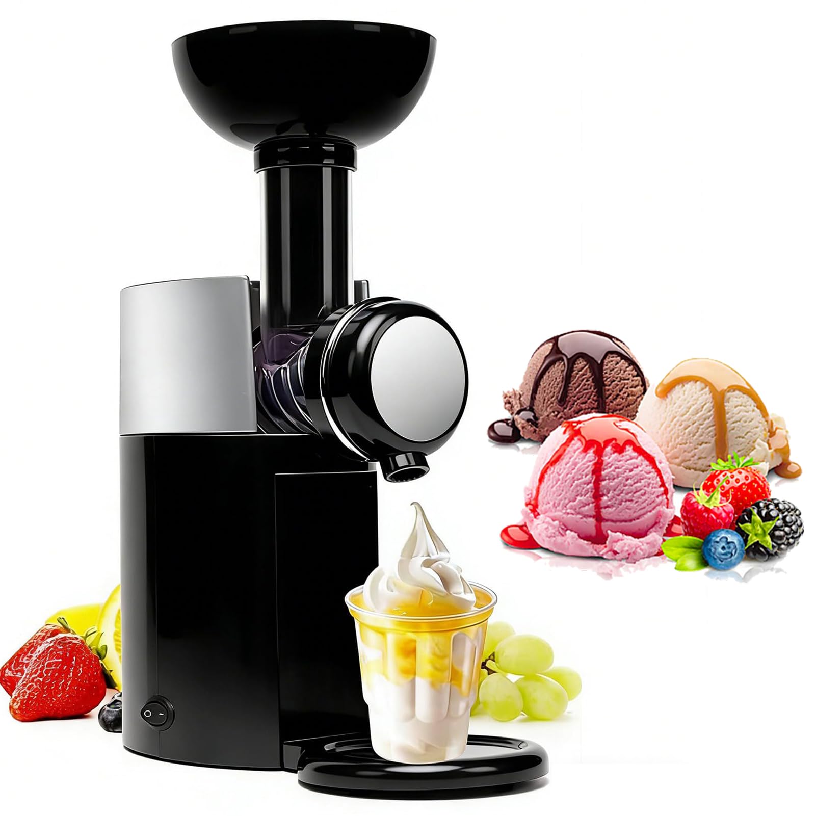 Máquina para hacer postres congelados, máquina de helado casero de 500 ml, máquina de yogur congelado suave y sorbete, fácil manejo para golosinas caseras