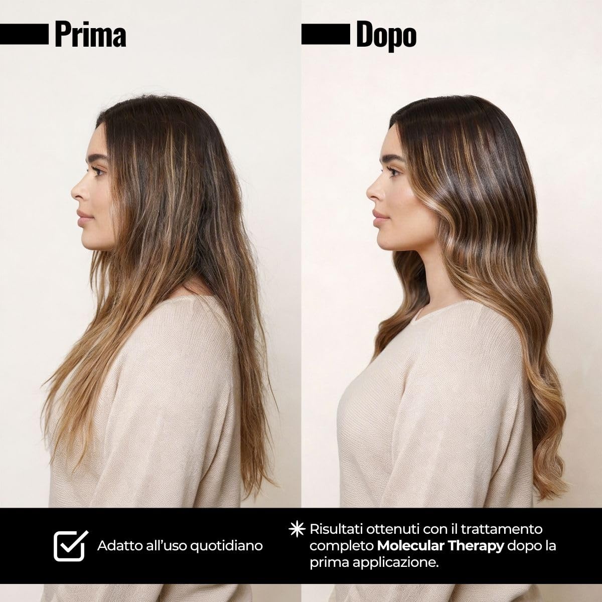 abril et nature - Maschera Professionale Molecular Therapy - Per Capelli Danneggiati, Trattati o Invecchiati - Ristruttura, Ripara e Riempe - Nutriente e Idratante - Vegana - 1000 ml