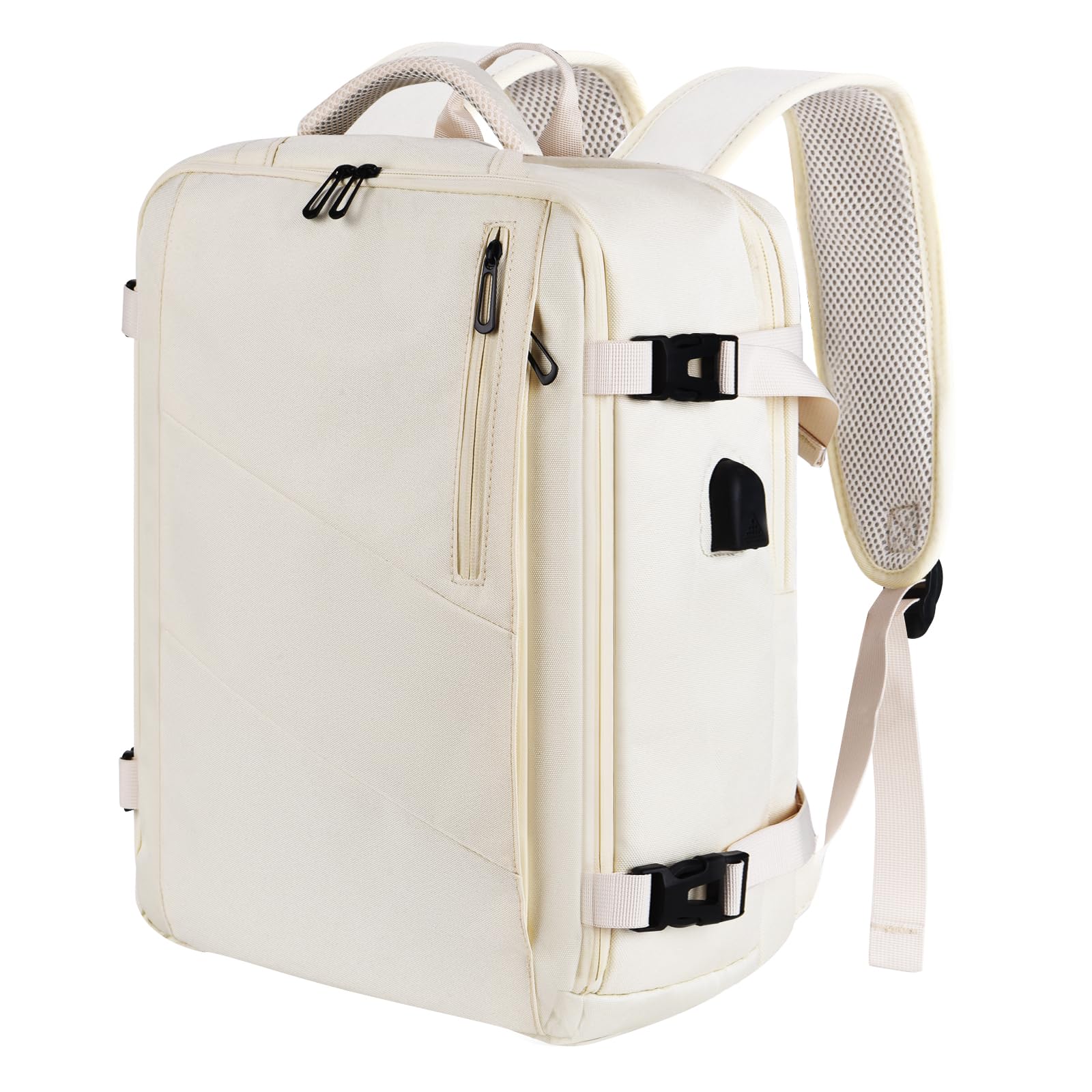 Leyrica Zaino da Viaggio per Ryanair/Wizzair 40x20x25 Bagaglio a Mano Unisex Borse da Cabina Zaino per Laptop 15 pollici Daypack Casual Zaino Università/Lavoro Impermeabile. (Beige)