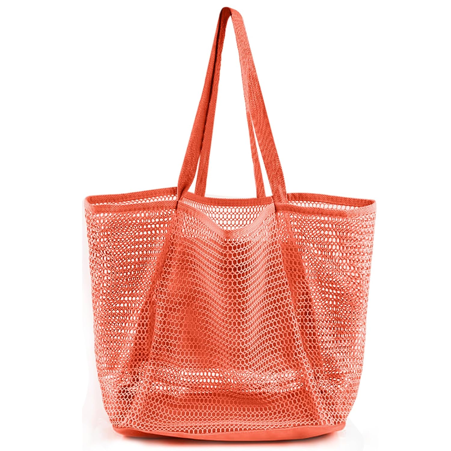 Beach Bags for Women Summer Travel Mesh Tote Bag with Large Inner Pocket Sandproof Woven Shoulder Handbag
