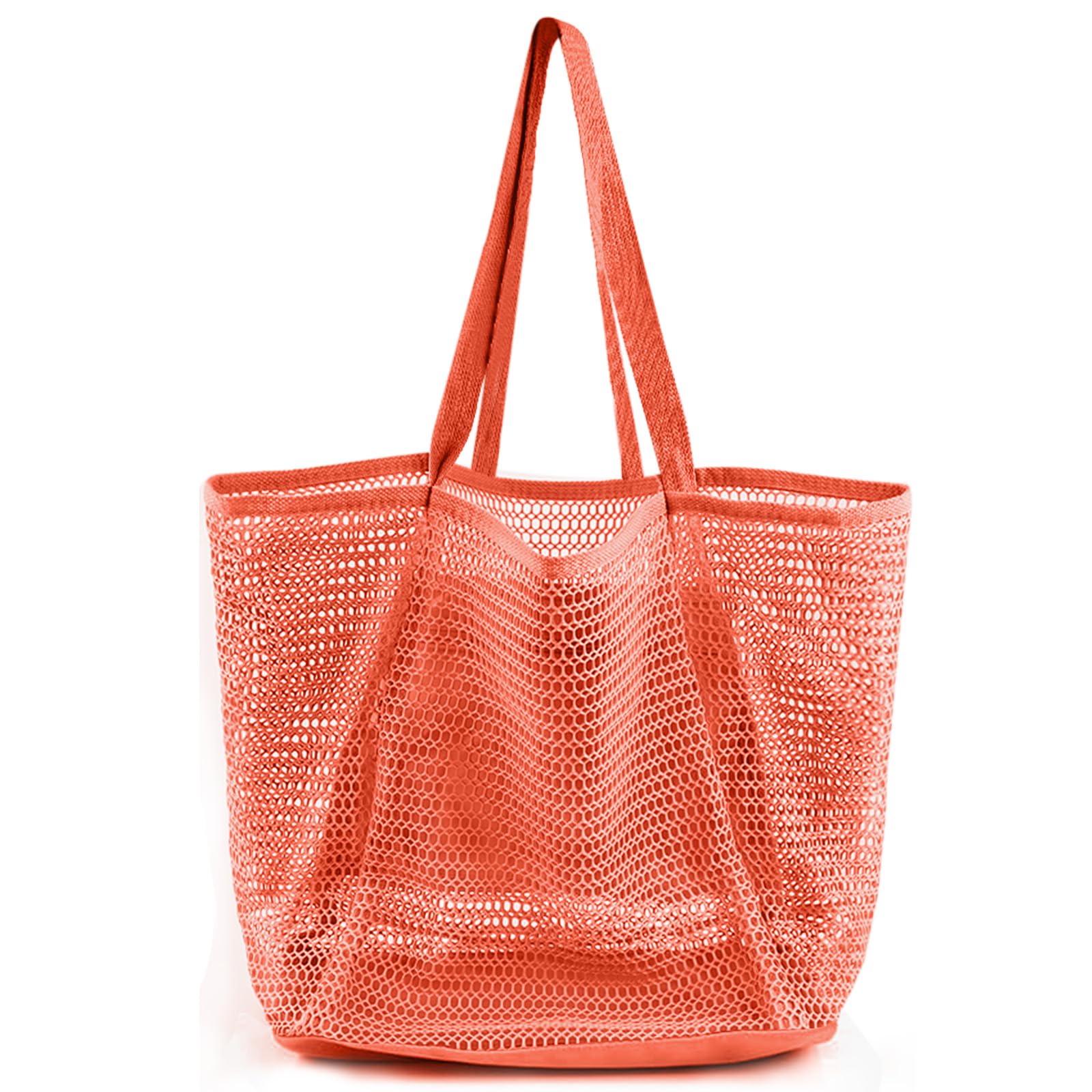 Beach Bags for Women Summer Travel Mesh Tote Bag with Large Inner Pocket Sandproof Woven Shoulder Handbag