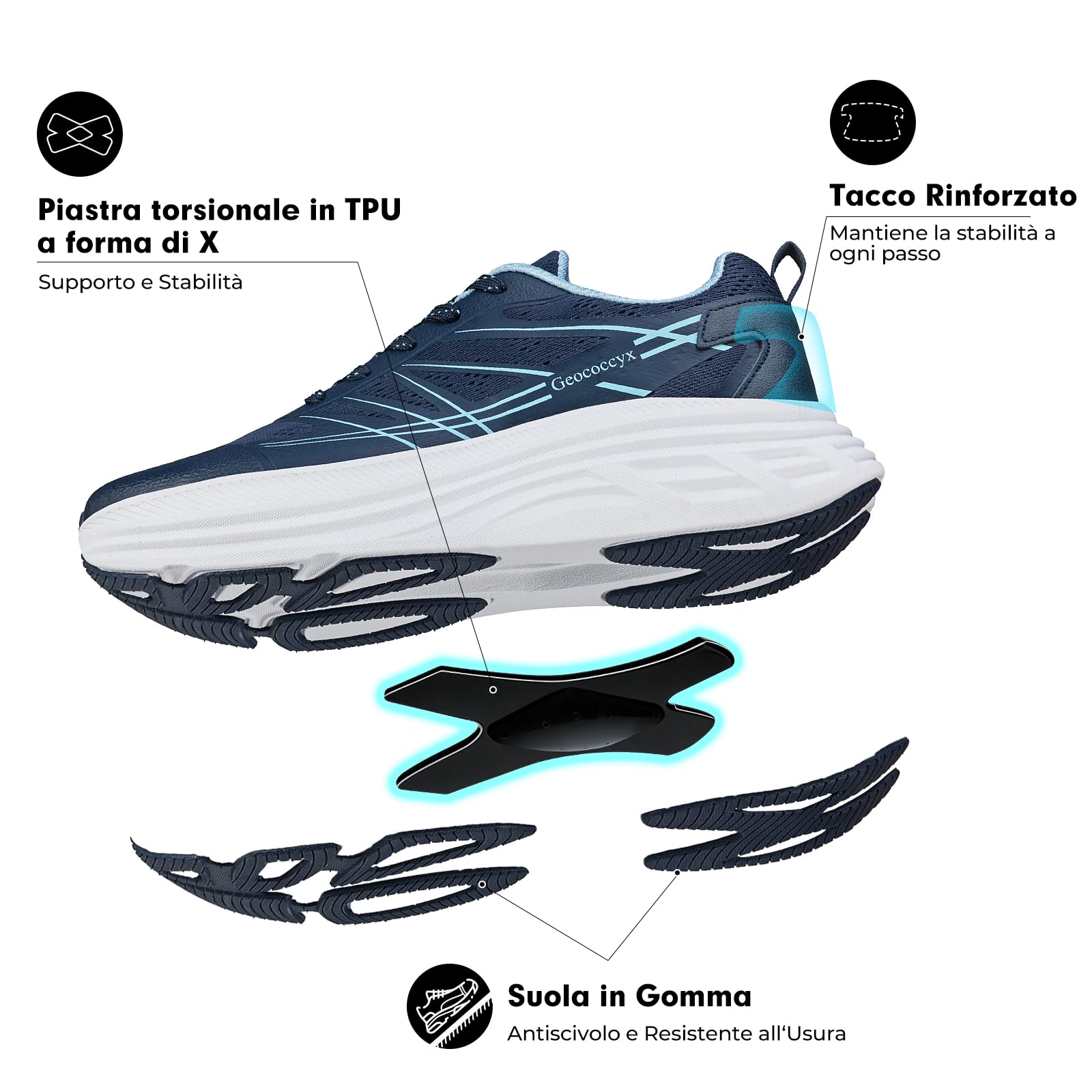 Scarpe Running Uomo Punta Larga 39-46 EU | Sneakers, Traspirante, Scarpe da Ginnastica, Corsa, Ammortizzazione