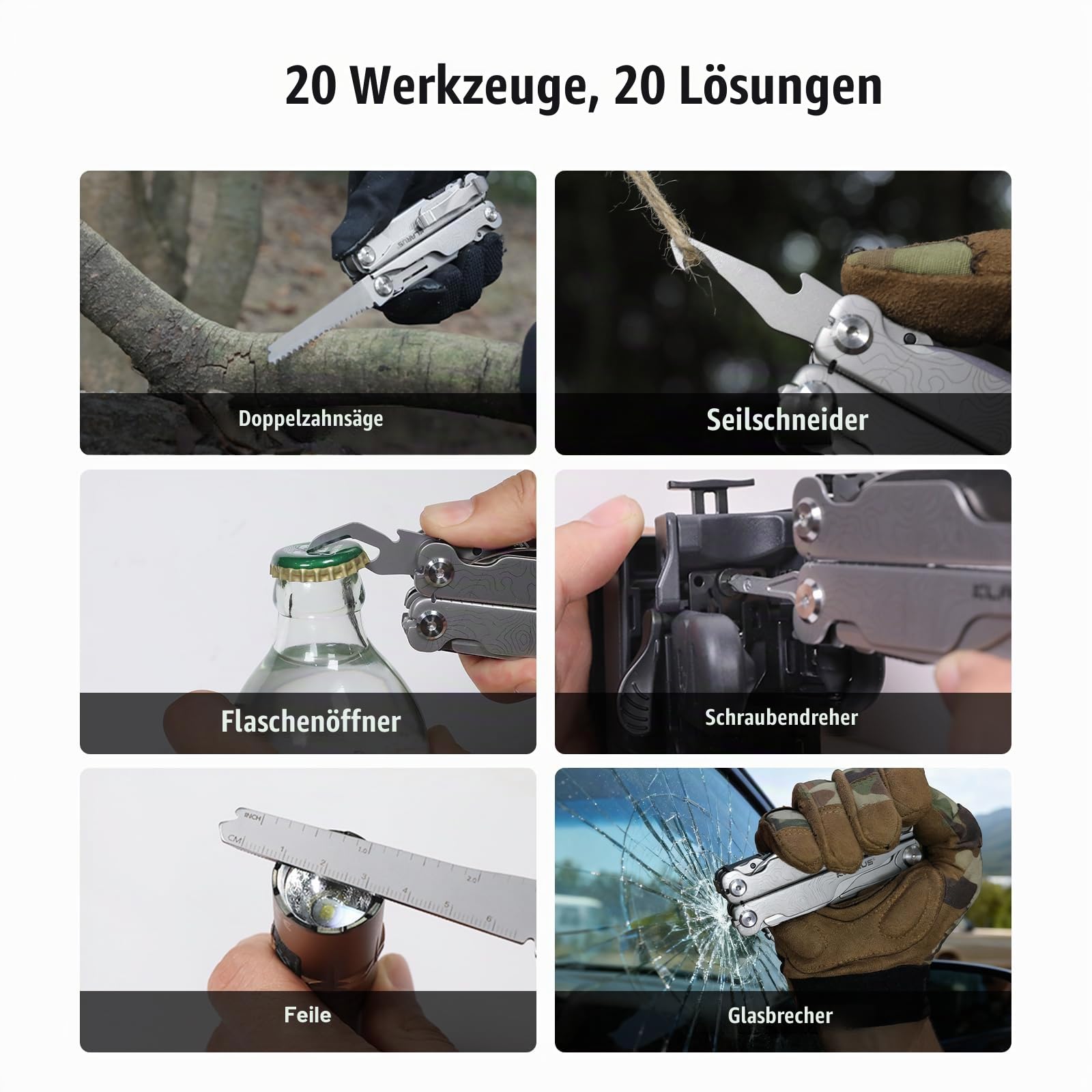 KLARUS 20 in-1 MT07 Professionelles Multifunktionswerkzeug-Zangen-Geschenkset für Herren, Multifunktionswerkzeug inklusive Zange und Klappmesser, mit Holster