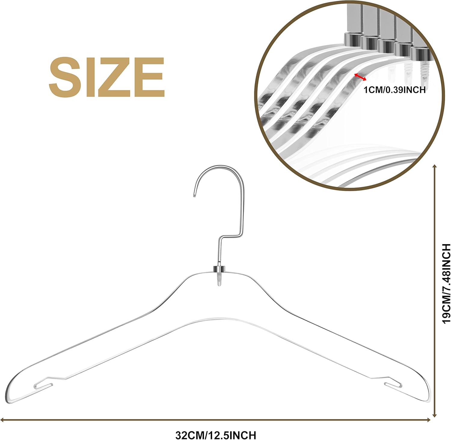 Quality Hangers 5 Pack 12.5 Inches Kids Size Acrylic Hangers – Crystal Clear Hangers for Kids Clothes 7-10 Years Old with Wide Matte Silver Metallic Hook - Acrylic Children Shirt Suit Coat Hanger