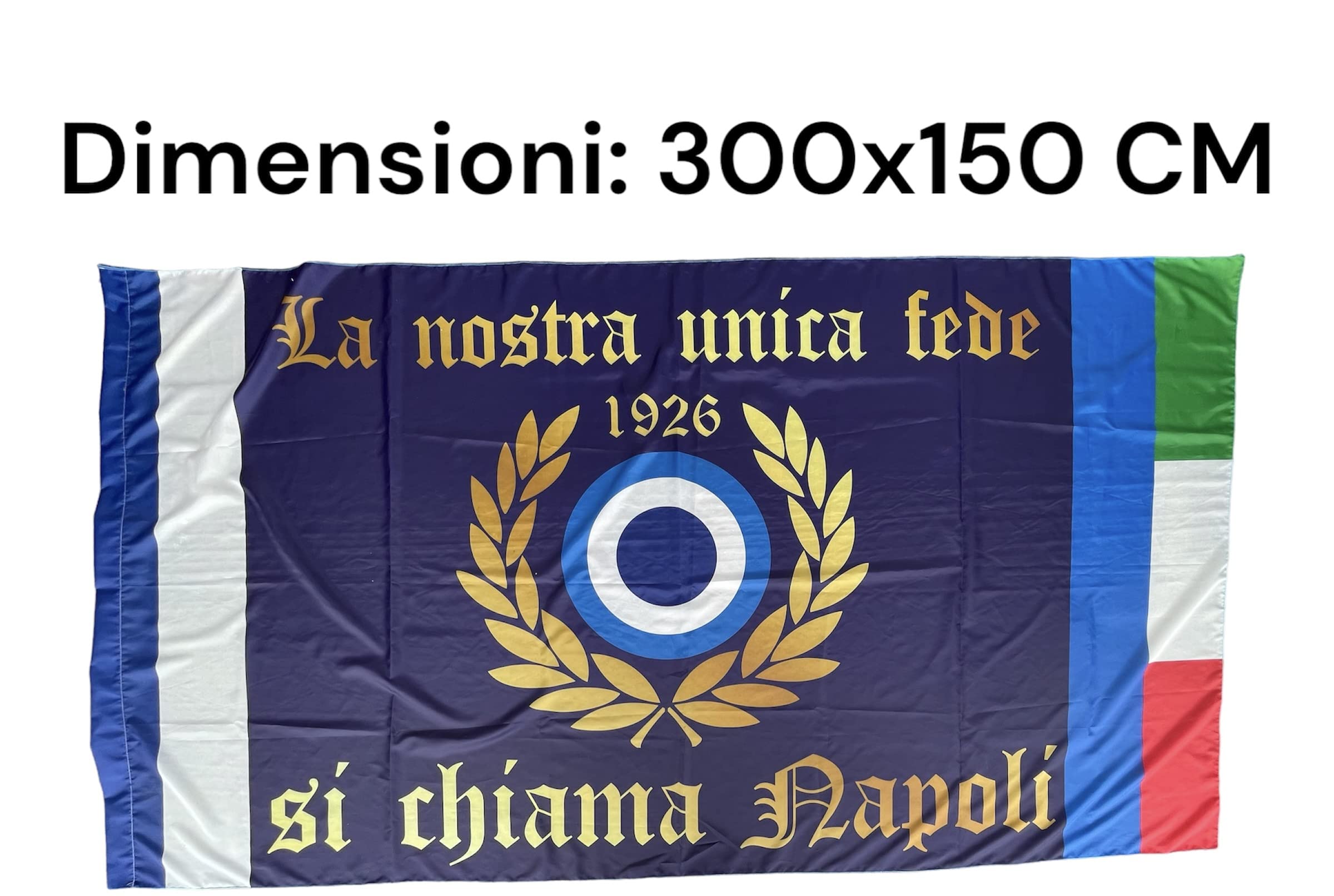 Bandiera Napoli 300x150 CM Striscione Forza napoli Campioni, Festa Scudetto, Maradona Diego Calcio, Innesto per Asta