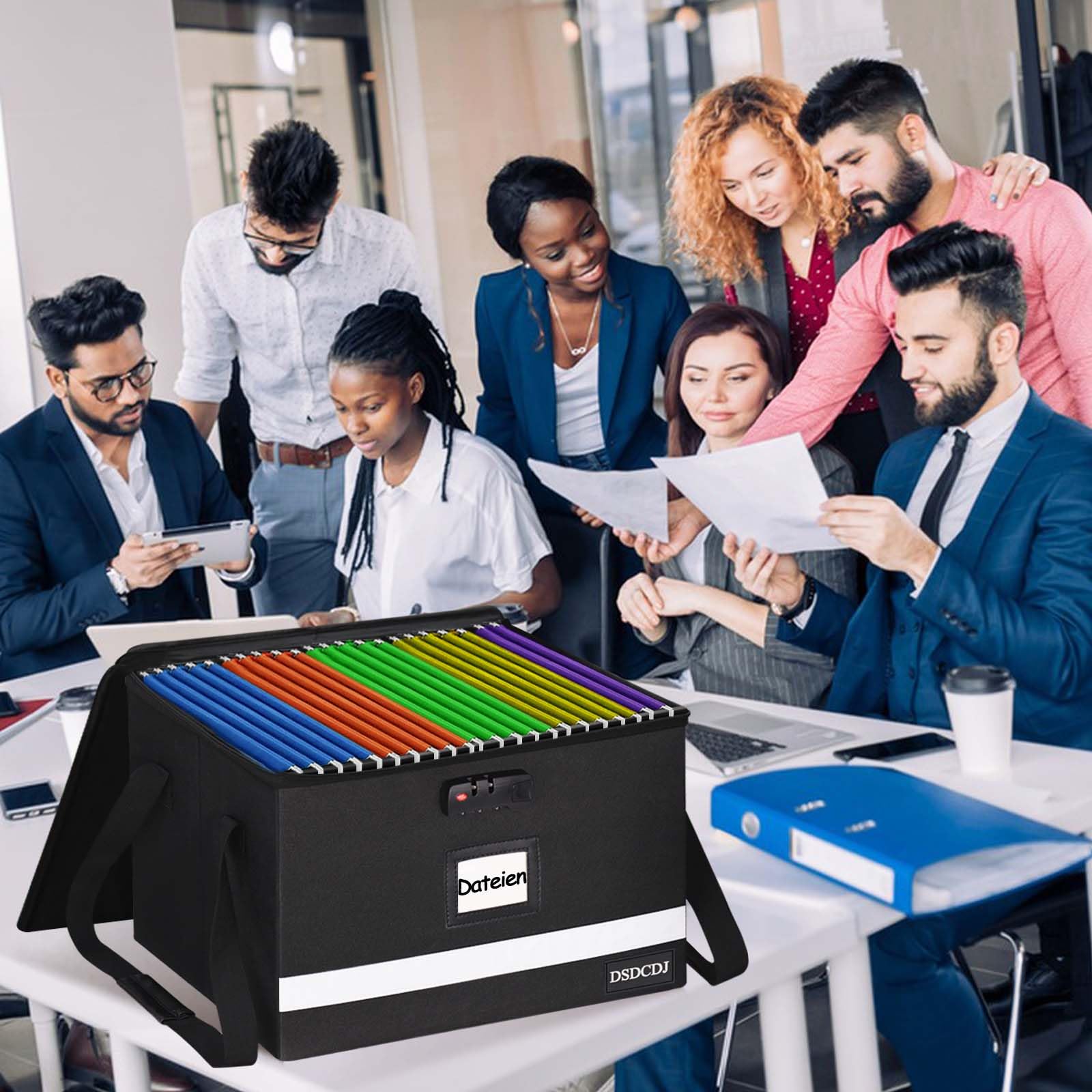 Cartella sospesa per documenti con serratura, organizer per documenti con manico, scatola per documenti DIN A4, scatola per documenti portatile per casa/ufficio