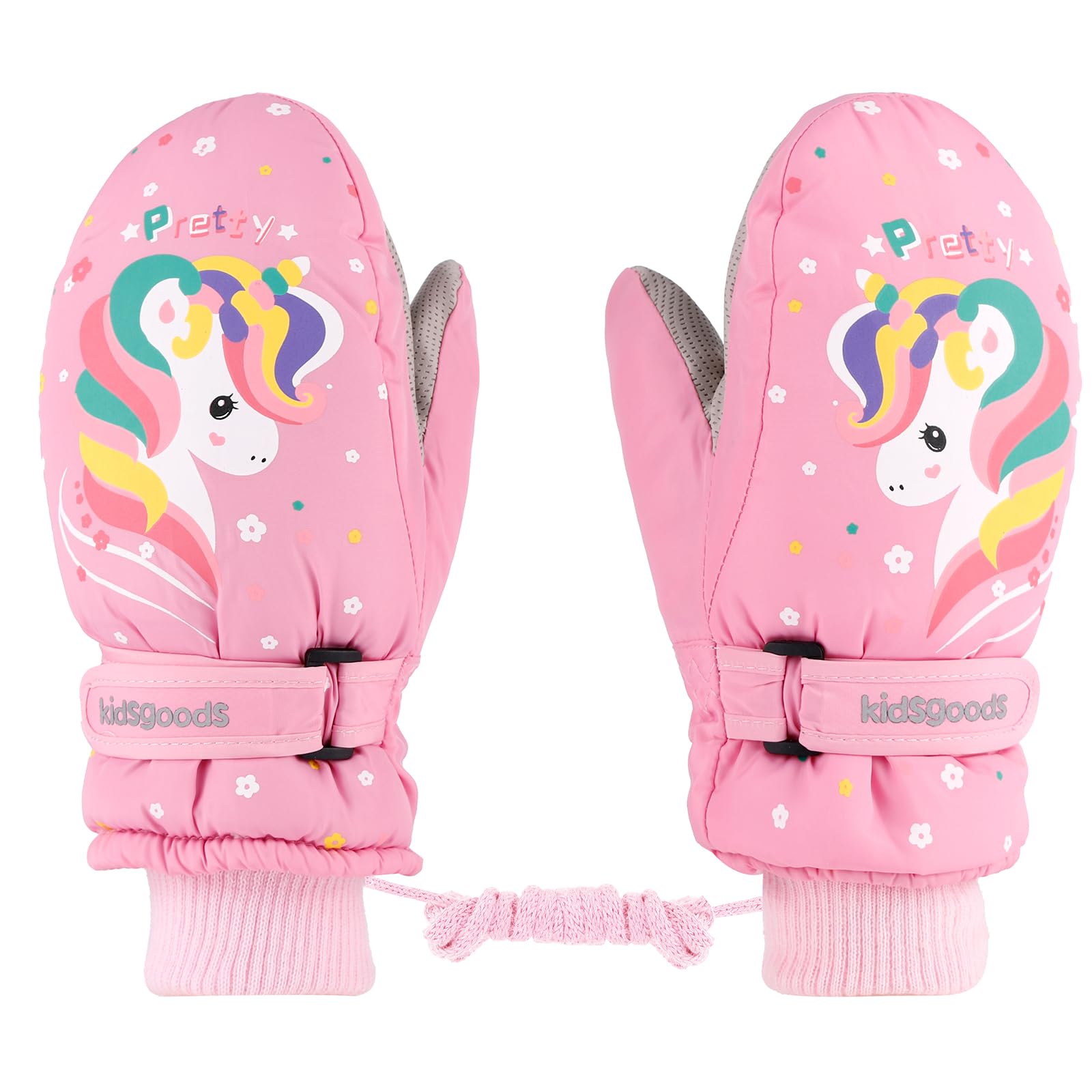 KAKU NANU Guanti da Sci per Bambini Guanti 2-10 Anni Guanti Impermeabili Guanti Invernali da Neve Caldi per Bambini Guanti in Pile Termico per Ragazzi Ragazze Rosa Viola Blu Cartone Animato
