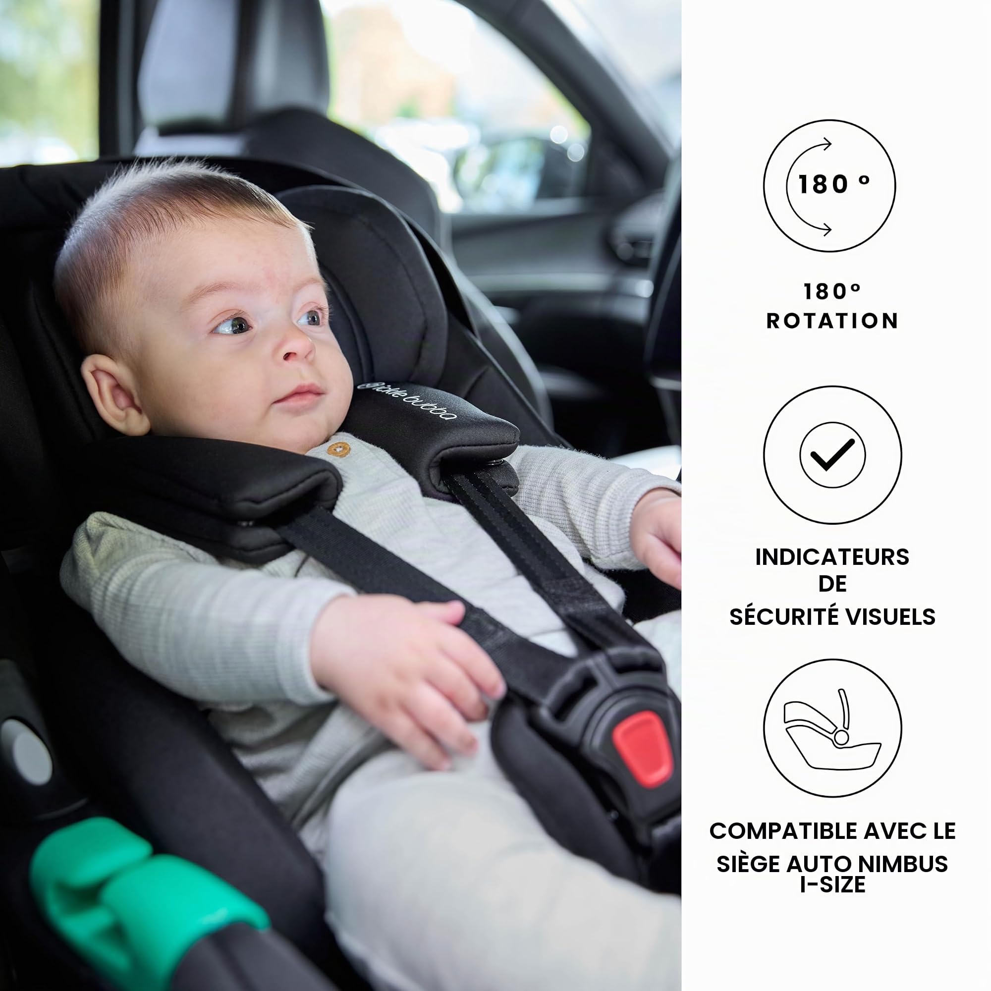 Système de voyage Ickle Bubba Stomp Luxe 12 pièces avec siège auto i-Size Nimbus et base ISOFIX pivotante à 180° – De la naissance à 22 kg (environ 4 ans) (Minuit/Beige, Châssis noir)