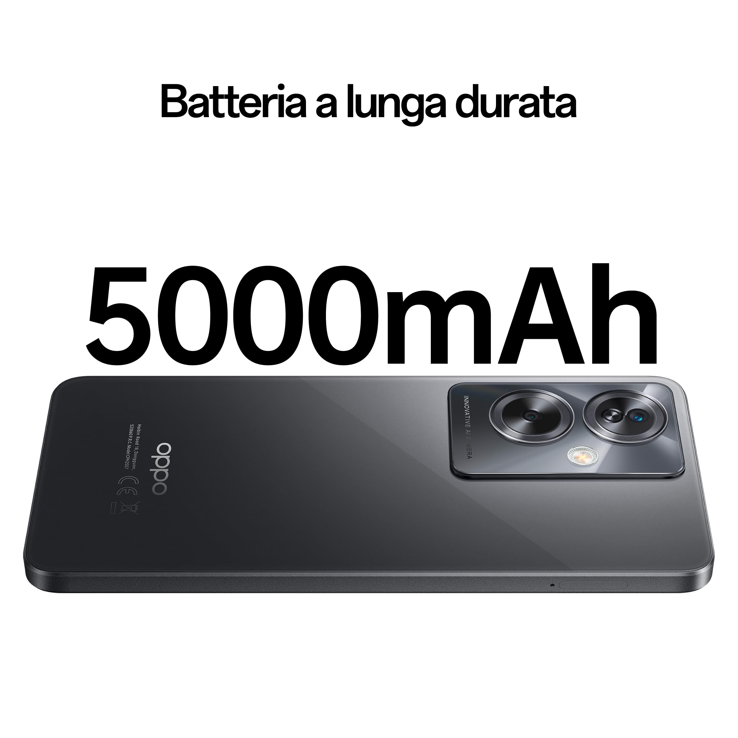 OPPO A79 5G Smartphone, AI Doppia fotocamera 50+2MP, Selfie 8MP, Display 6.72” 90HZ LCD FHD+, 5000mAh, RAM 4(Esp 1GB/2GB/4GB)+ROM 128GB (esp1TB), IPX4, Supporto Auto [Versione Italia], Mistery Black