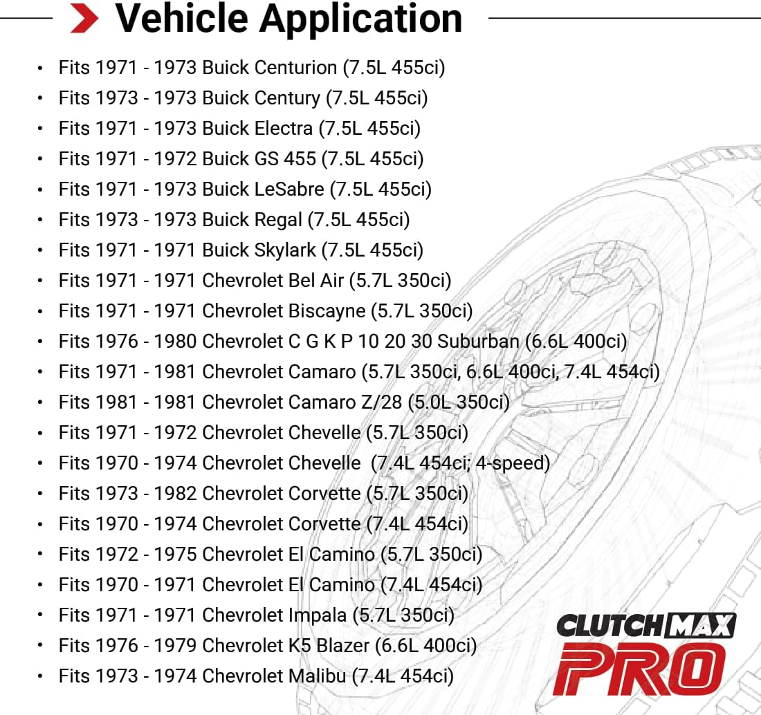 CMP Stage 5 Race Clutch Kit Fits Buick 71-73 Centurion Electra, Chevy 71-81 Camaro Chevelle Corvette Biscayne, GMC 76-79 Jimmy Suburban, Oldsmobile 71-72 Cutlass, Pontiac 71-73 Firebird GTO LeMans