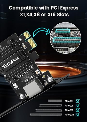 Miniatura 3 de Tarjeta de red PCIe de 2.5 GB, adaptador de interfaz Ethernet GiGaPlus de 2500 Mbps, con Realtek RTL8125B, Wake on LAN, 2.5G compatible con NIC