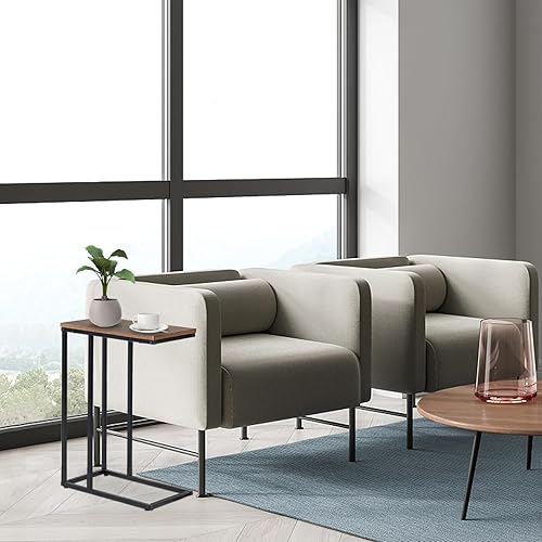 Miniatura 6 de fusehome Mesa auxiliar en forma de C, para sala de estar, dormitorio, espacios pequeños, bandeja de TV, mesas auxiliares para sofá, mesa para