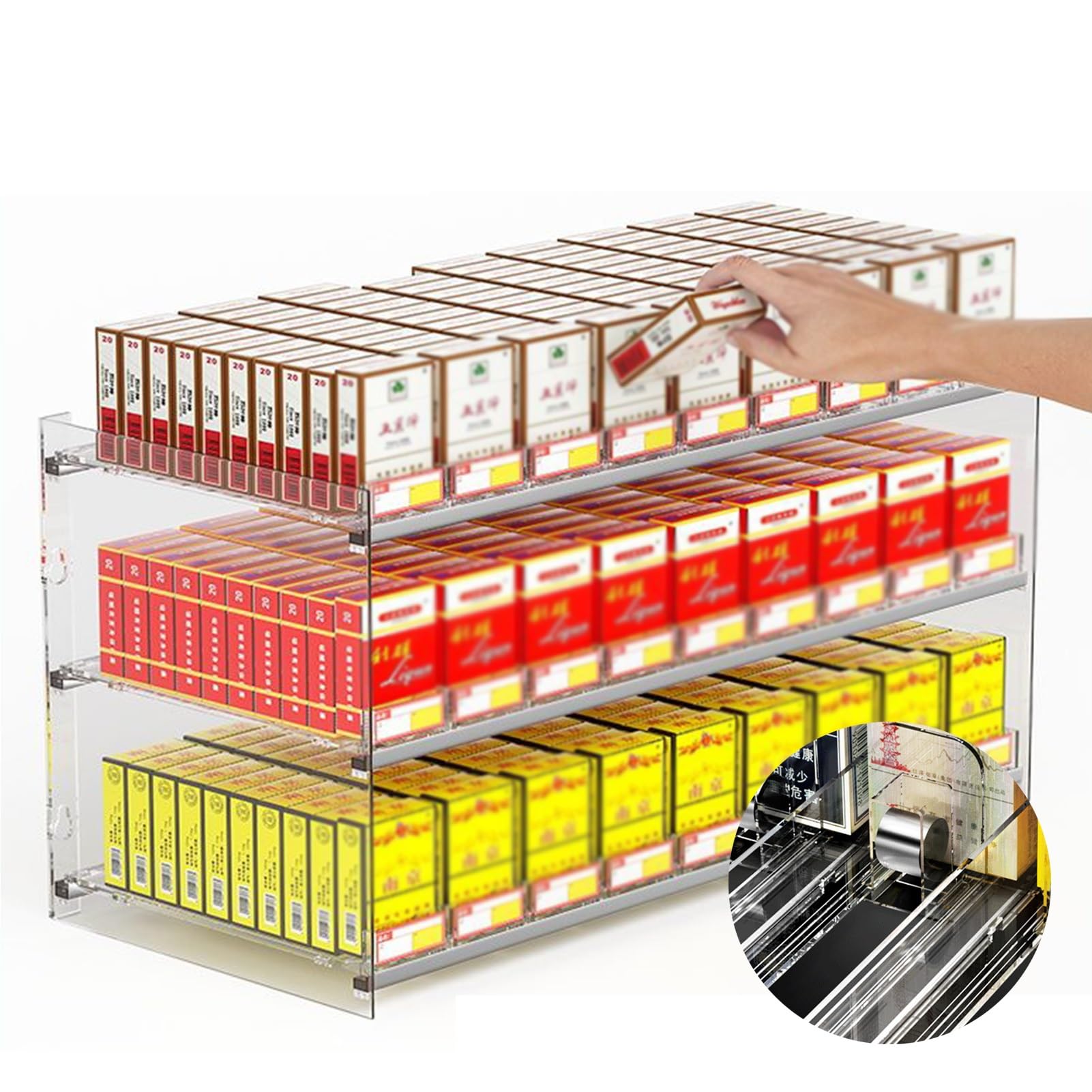 Espositore per Sigarette Trasparente Commerciale con spingitori Automatici,  espositore per vetrine da Parete/da banco per Negozi al Dettaglio di  convenienza, Negozi di Sigarette elettroniche : Amazon.it: Casa e cucina