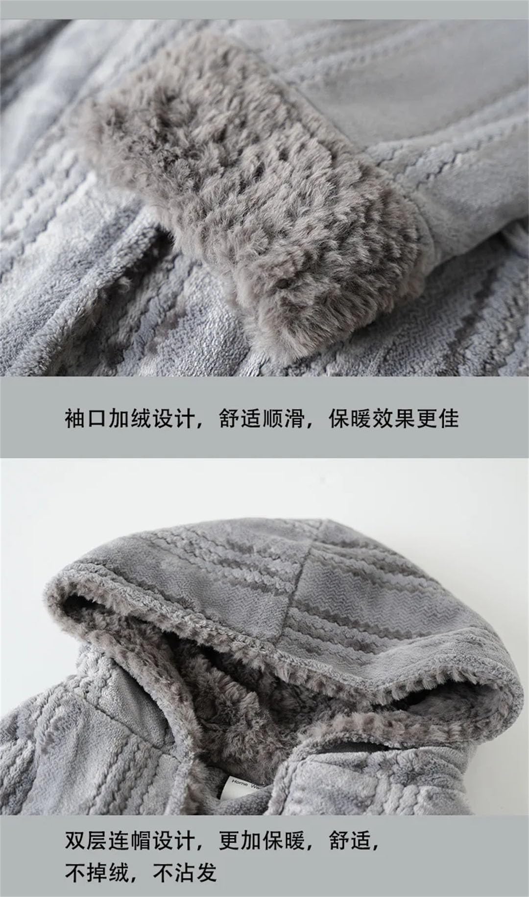 Indumenti da notte invernali da uomo in flanella spessa coppia vestaglia lunga con cappuccio kimono accappatoio loungewear allentato caldo pile homewear blu navy abito lungo XL, Vestaglia Lunga Blu