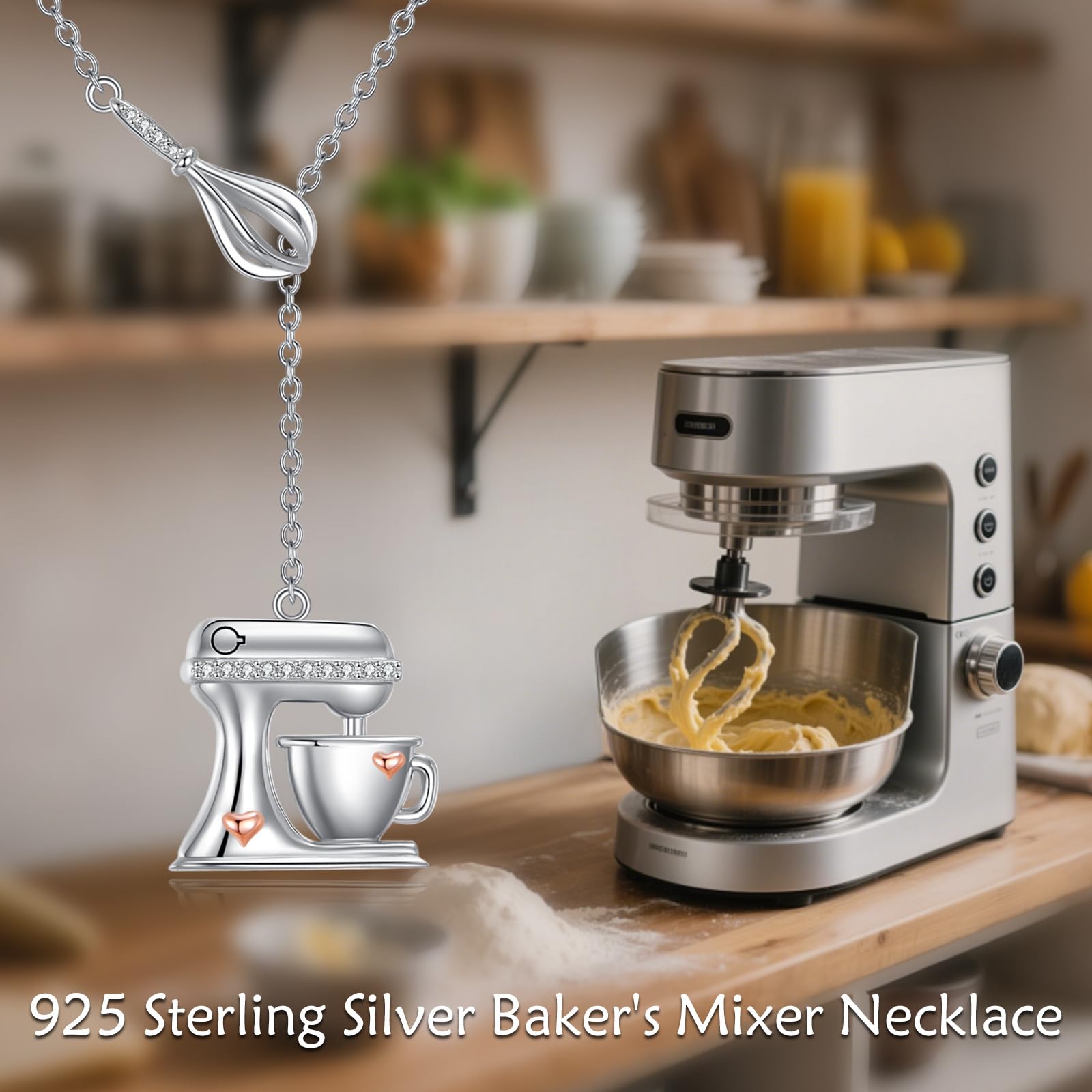 DAYLINLOVE Backer Geschenk für Frauen 925 Sterling Silber Bäcker Halskette Back Schmuck Geschenke für Bäcker und Backliebhaber