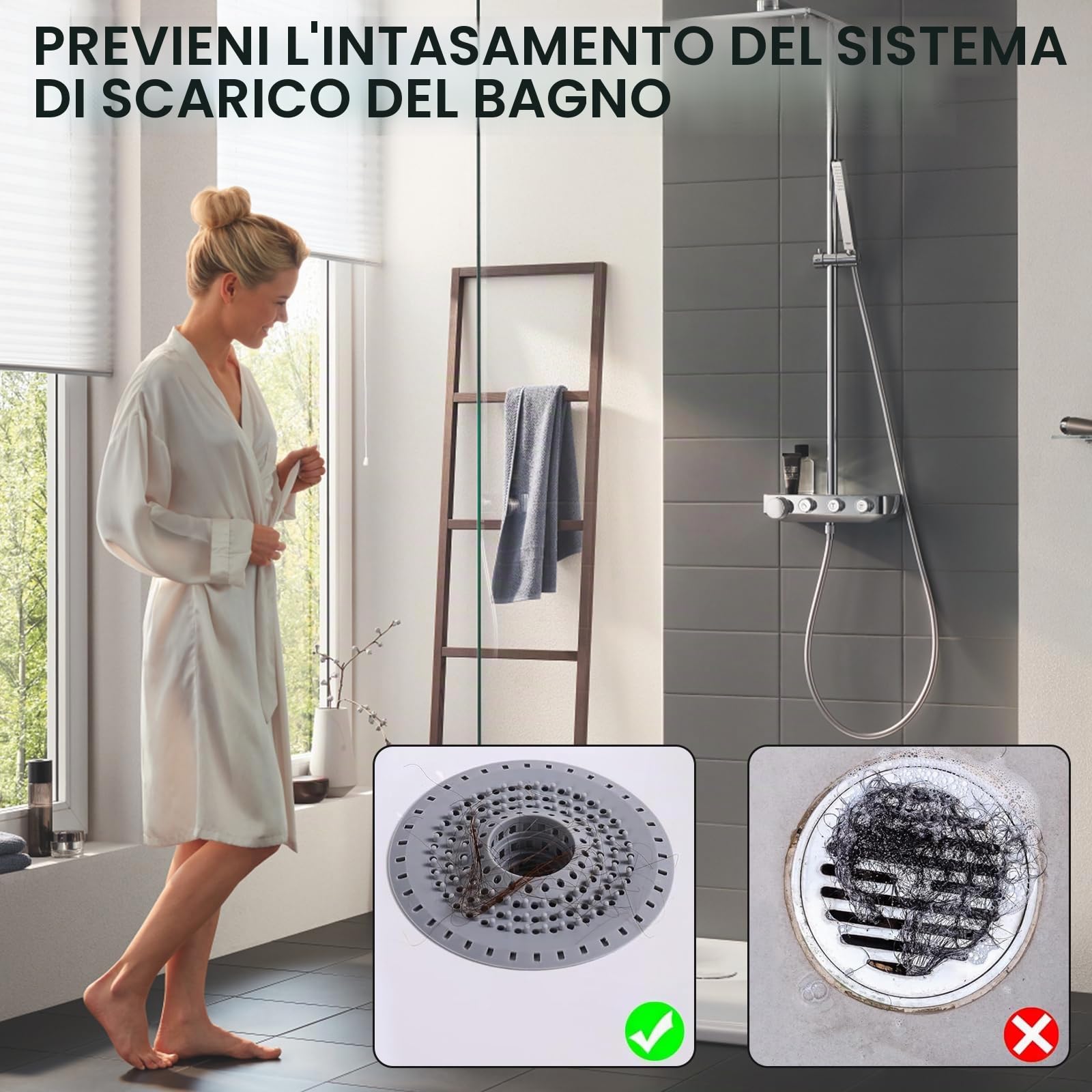 3 Pezzi Raccogli Capelli Doccia, Filtro Doccia Capelli in Silicone, Filtro per Capellio Protezione Scarico con Fondo Rialzato, Filtros per Lavello per Bagno, Vasca da Bagno, Cucina