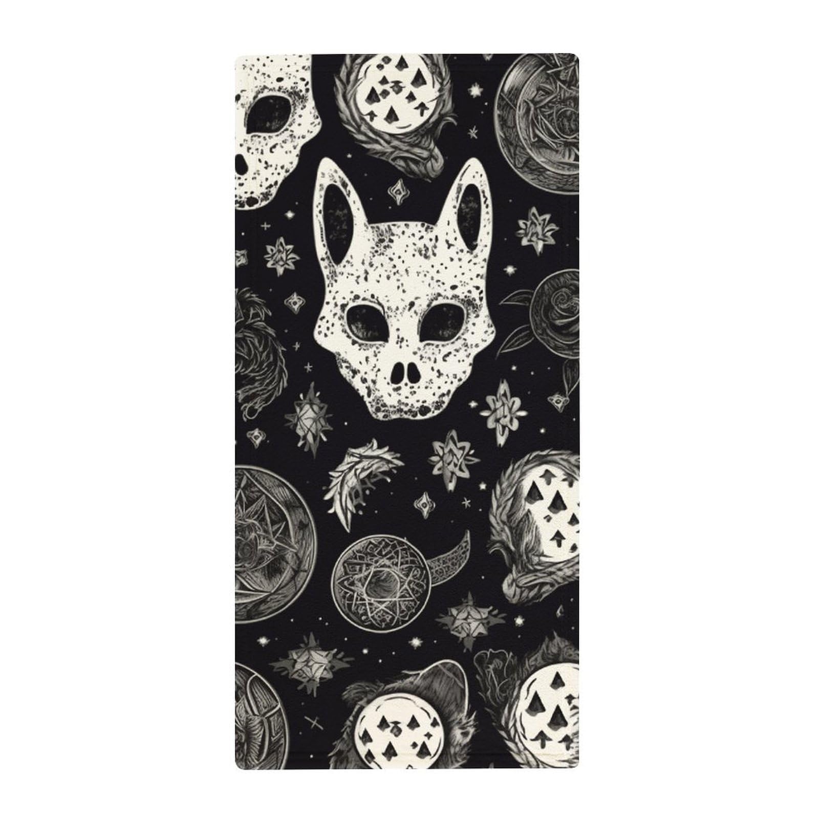 Serviette de bain motif chat et tête de mort gothique pour sport et spa