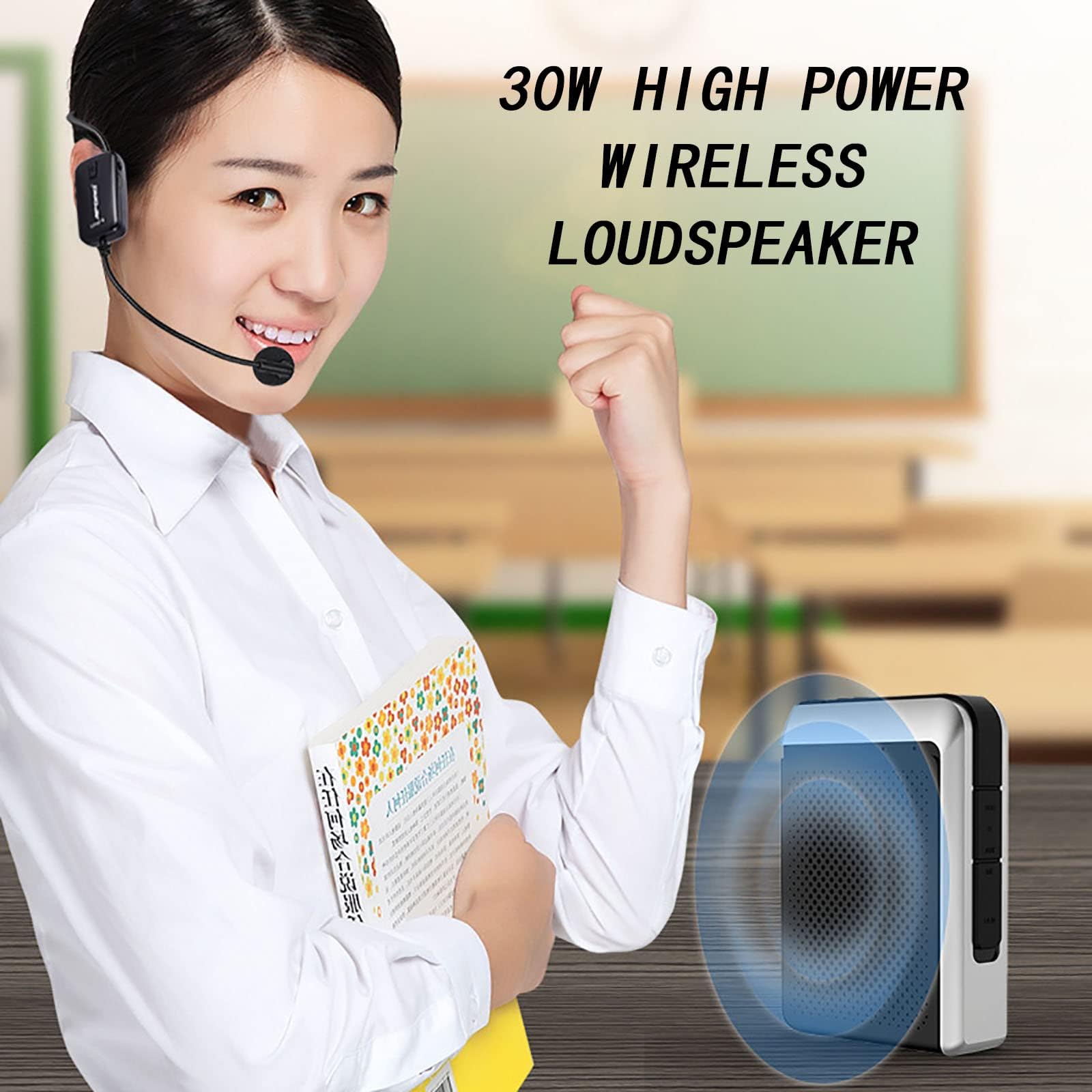 Tragbarer Sprachverstärker mit kabellosem Mikrofon, Bluetooth-Lautsprecher, Dual-Akku - für Lehrer, Trainer, Reiseleiter, Präsentationen & Outdoor