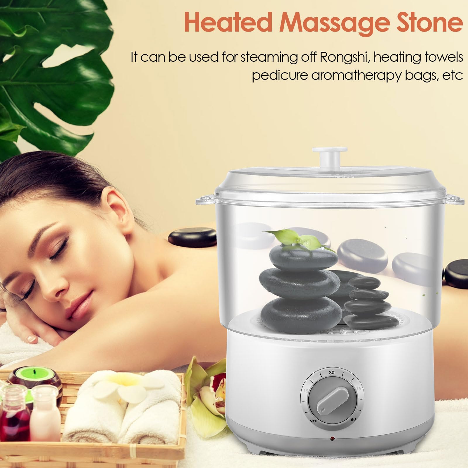 Défroisseur vapeur 60 minutes, minuterie, chauffage vapeur en acier inoxydable 304, chauffe-serviettes multifonction pour salon de beauté, spa, maison, chauffage des pierres de massage et sac