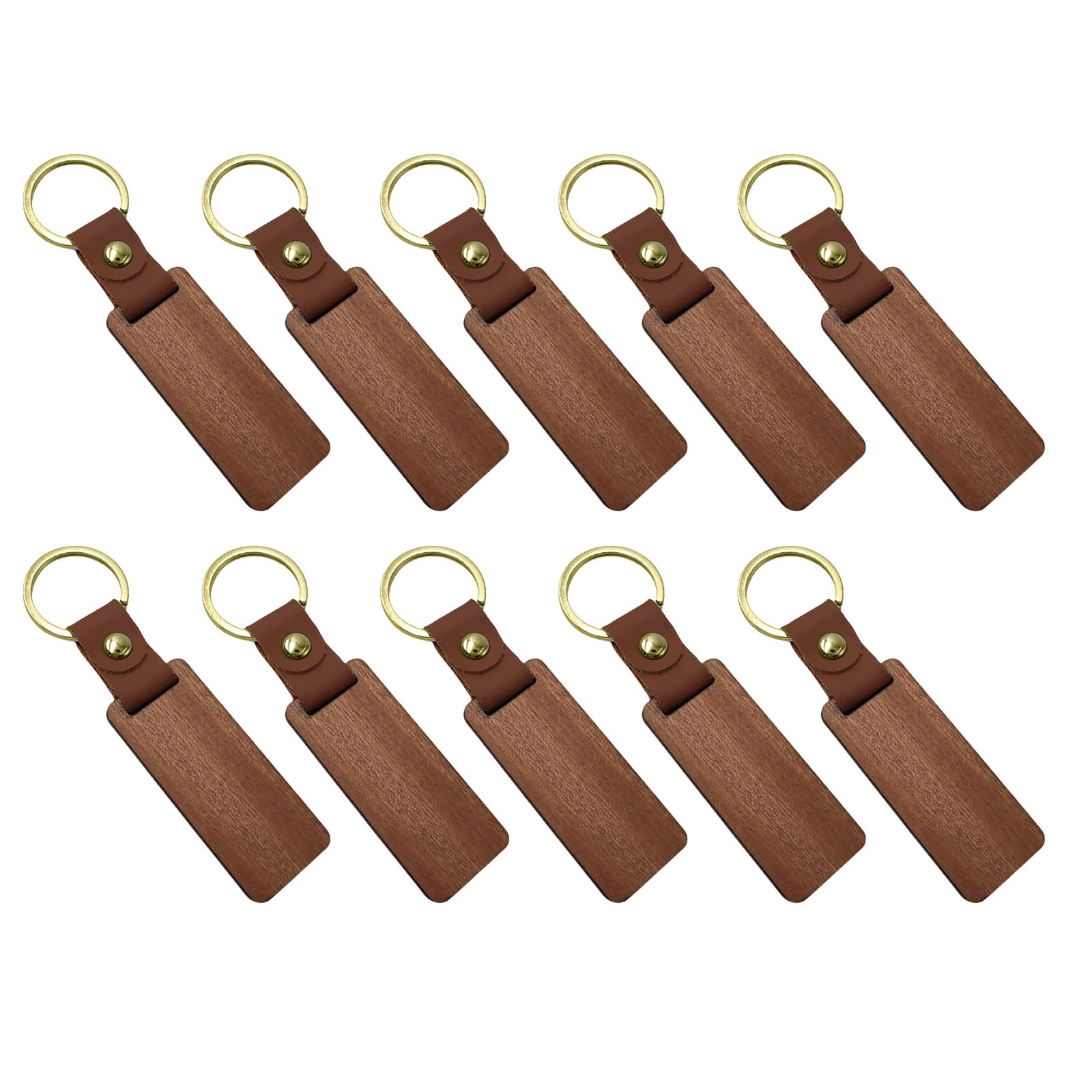 LEIQI 10Pcs Blanks Wood Keychains Accessories Unfinished Rectangle Wood Plaques for and Engraving