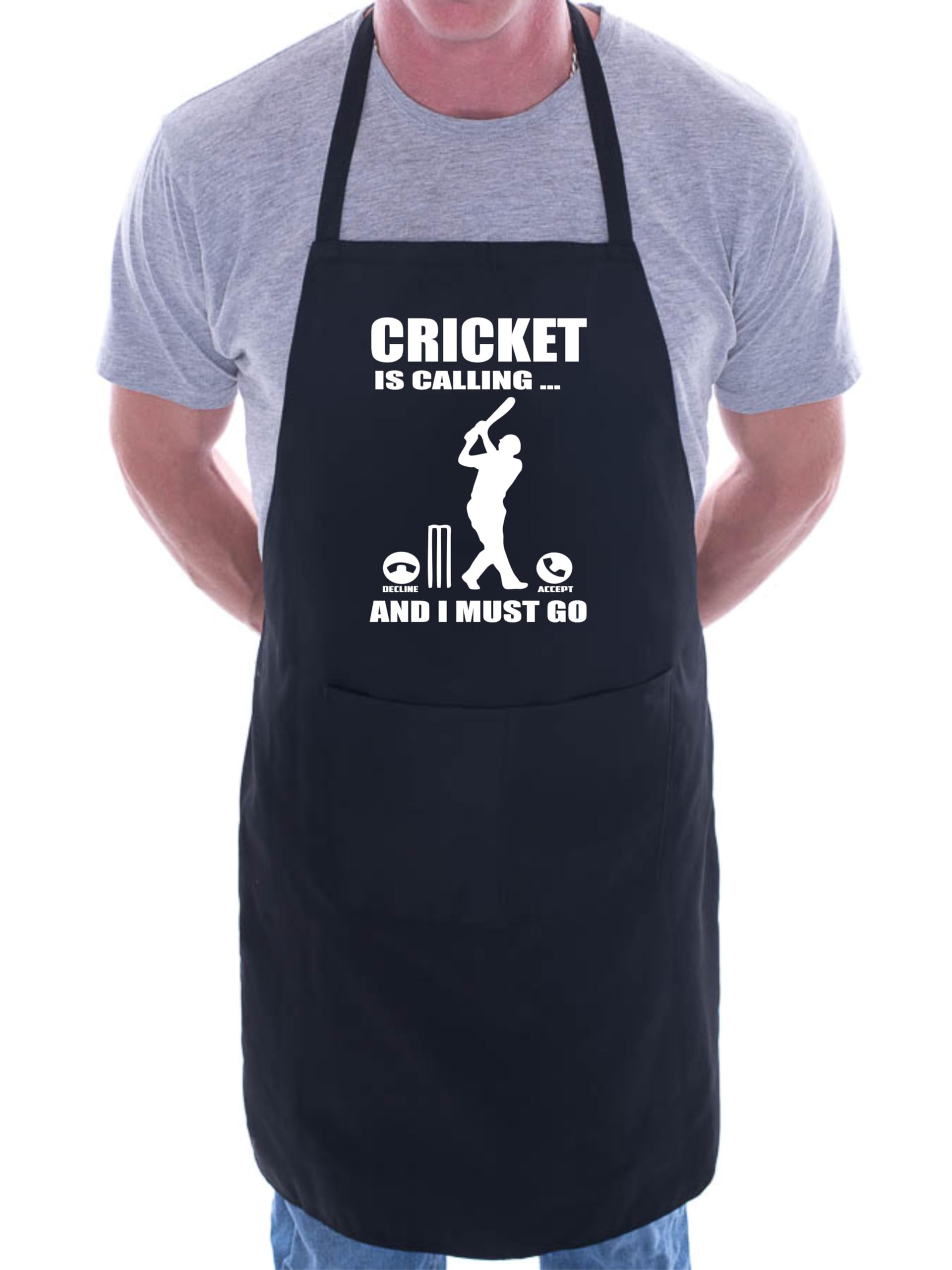 Print4u Unisex Black Cricket Is Calling Apron Father's Day Birthday Gift Cooking Baking Bbq