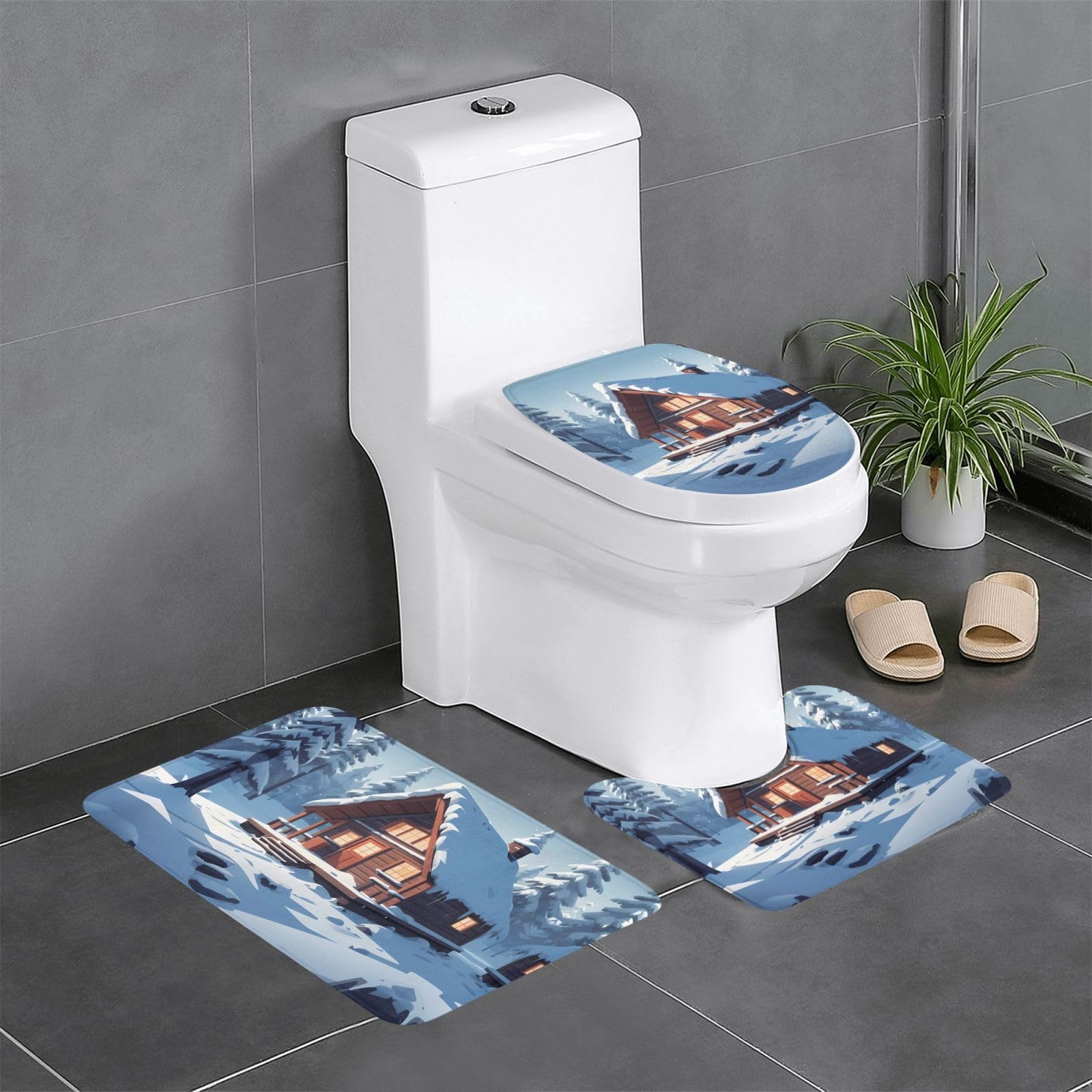 Tapis de salle de bain antidérapants wc et tapis coiffeuse absorbant