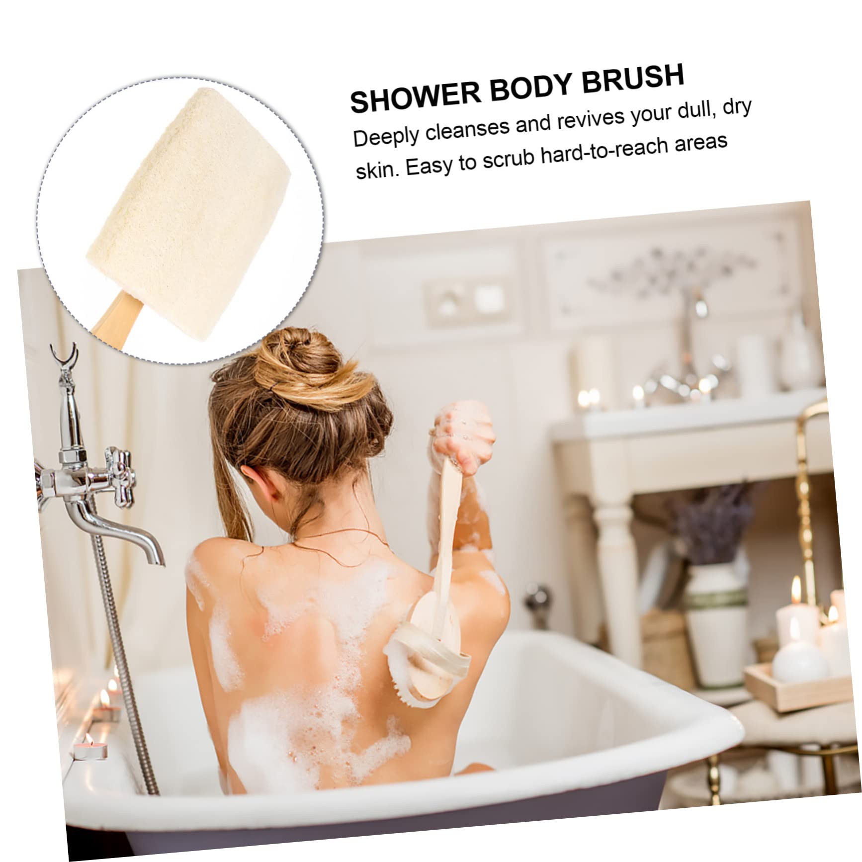 Healvian 3pezzi Spazzola Da Loofah Con Manico Lungo Esfoliante Naturale Per La Pulizia Del Corpo e Massaggio Della Schiena Accessorio Bagno e Loofah Per Pelli Secche e Relax