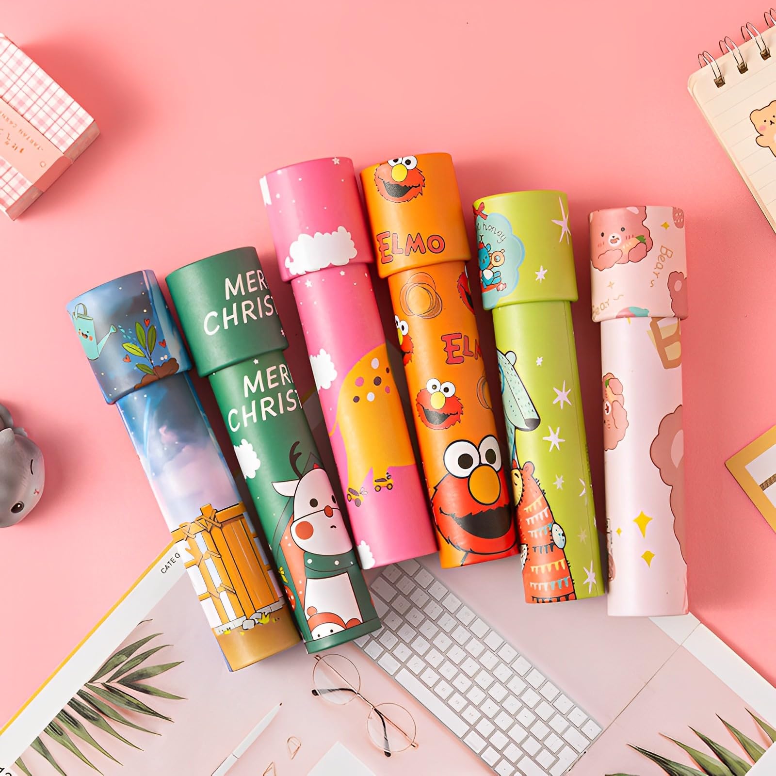 6pz Caleidoscopio,Caleidoscopios Vintage Retro, Juguete Caleidoscopio De Papel Clásico Largo Para Niños, Para Cumpleaños Infantiles, Año Nuevo, Navidad, Relleno, Escuela, Aula (Colores Aleatorios)