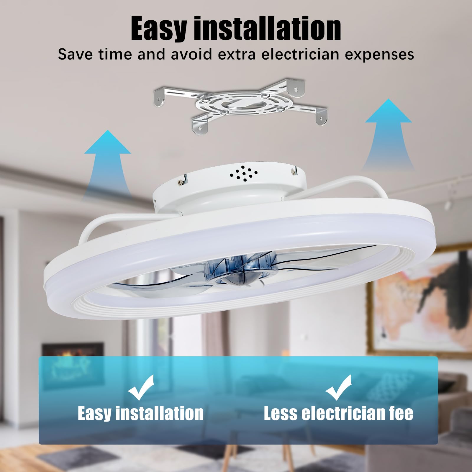 Reversibel Led Deckenventilator Mit Licht Fernbedienung Leise 6 Geschwindigkeiten Schlafzimmer Deckenventilator Mit Beleuchtung Wohnzimmer Modern Dimmbar Deckenlampe, Schwarz 50CM 48W