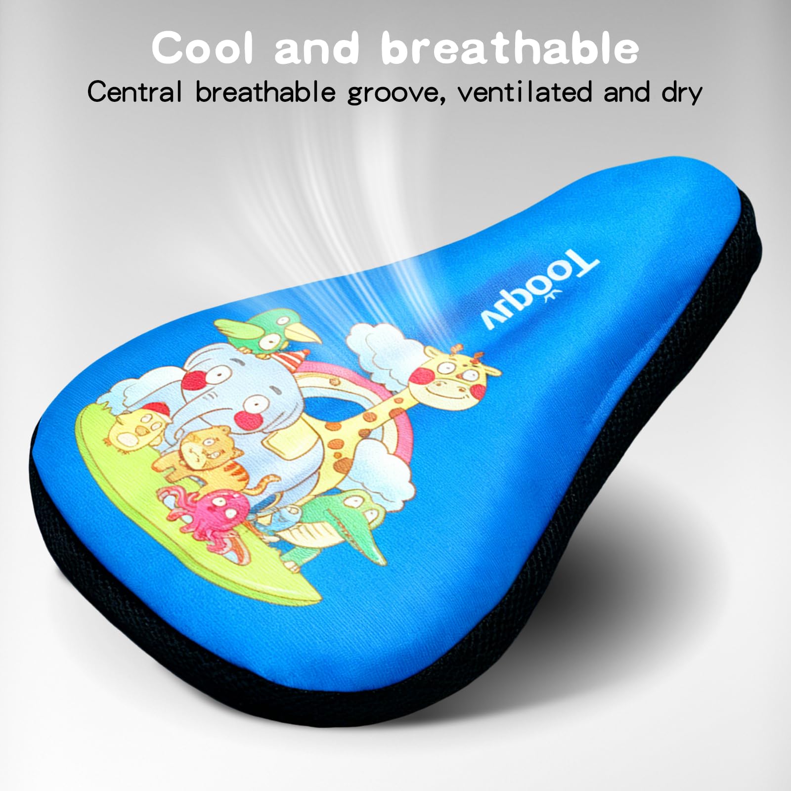 Housse de Protection de Selle de Vélo Enfant, Coussin en Gel Doux et Respirant avec Mousse Mémoire, Taille 23x15 cm Universelle, Imperméable et Antidérapante, Blue