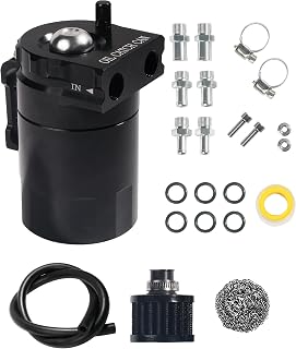 Ölabscheider Auto,Ölauffangbehälter mit Luftfilter,Schlauch und Sonstiges Zubehör,Aluminium Kraftstofftank Kann Öl Lagertank,Öl Lagertank Kit,Geeignet für die meisten Autos und Motorrädern