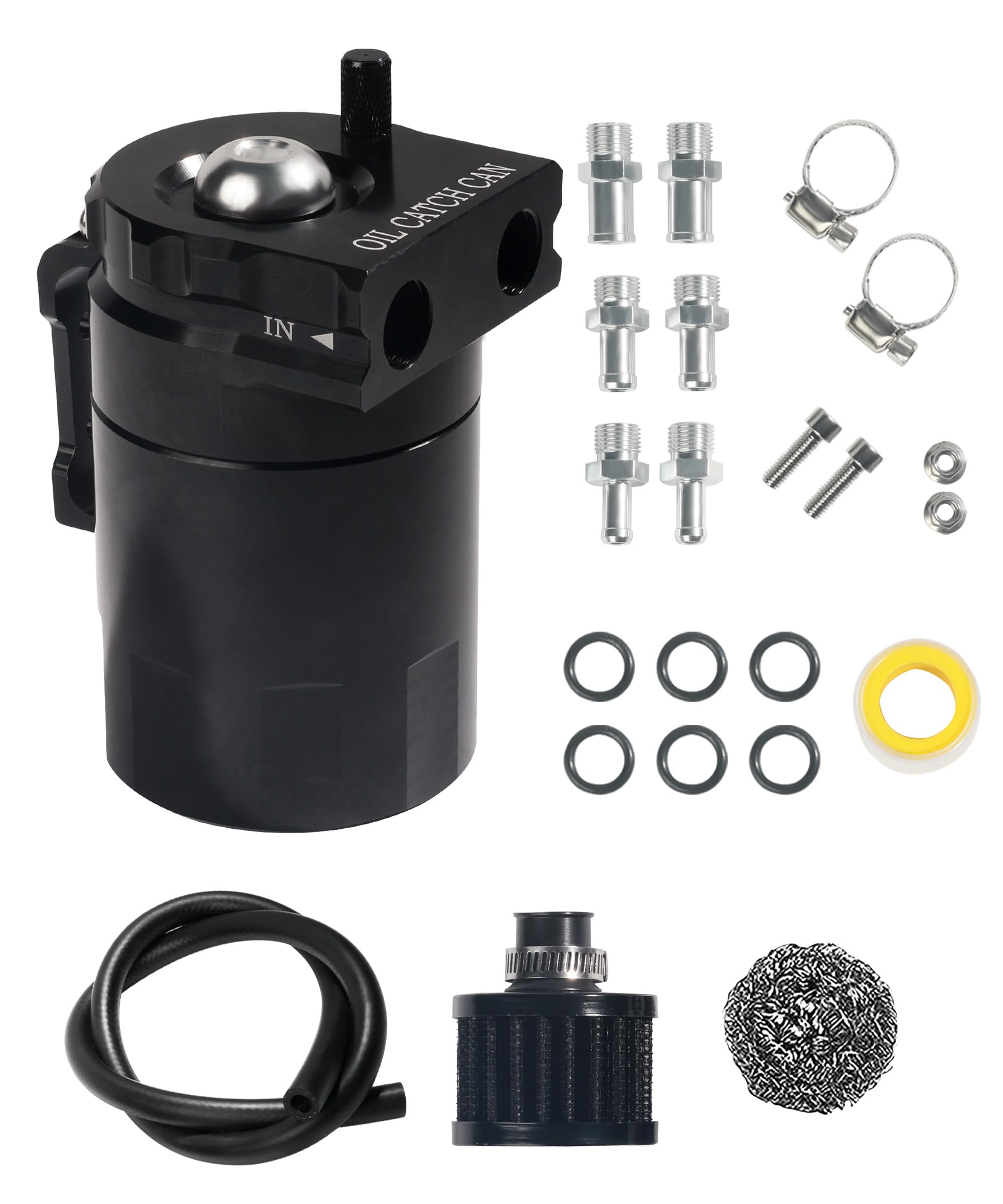 Reniflard D'huile Auto,Aluminium Voiture Réservoir,Récupération des Vapeurs D'huile Moteur en Aluminium,Kit De Réservoir D'huile Universel,Convient à la Plupart des Voitures et Motos