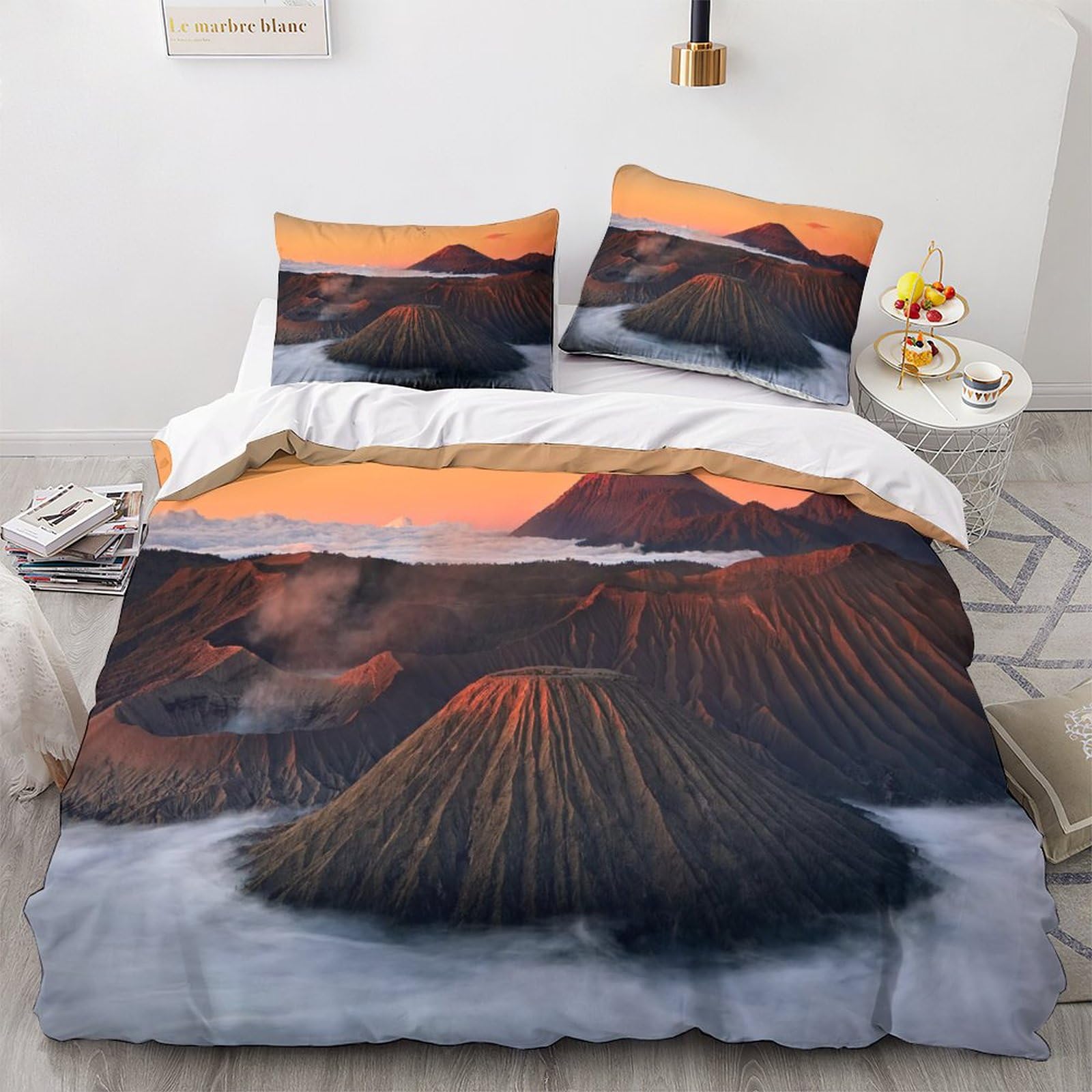 Housse de couette volcan 3D pour chambre d'enfant et adulte 2 pièces