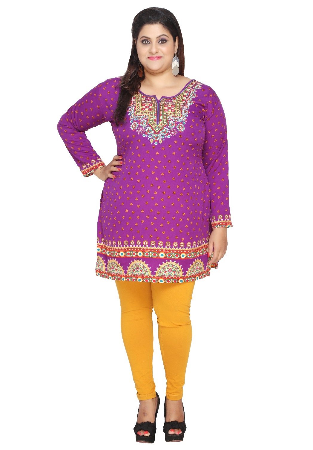 Unifiedclothes Women's Purple Plus Size (Upto 9XL) Indian Pakistani Kurti Tunic Kurta Top Shirt Dress Eplus112d (Bust Size 44"|Dress Size 48" (3Xl))