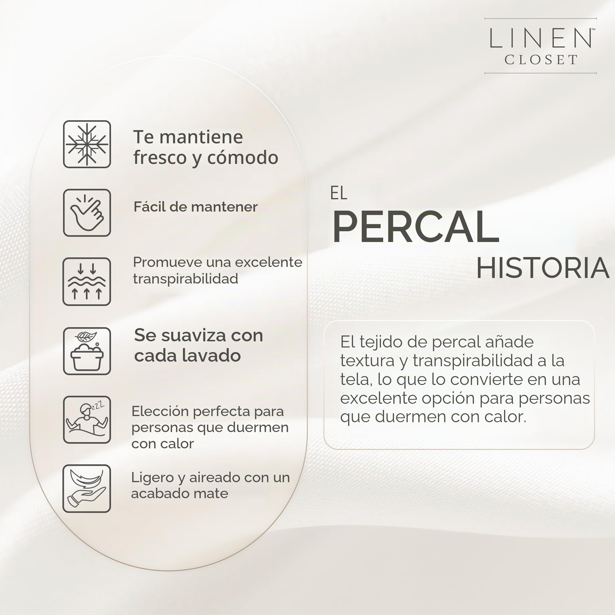 Linen Closet Juego de sábanas de algodón orgánico Blanco ártico de 4 Piezas