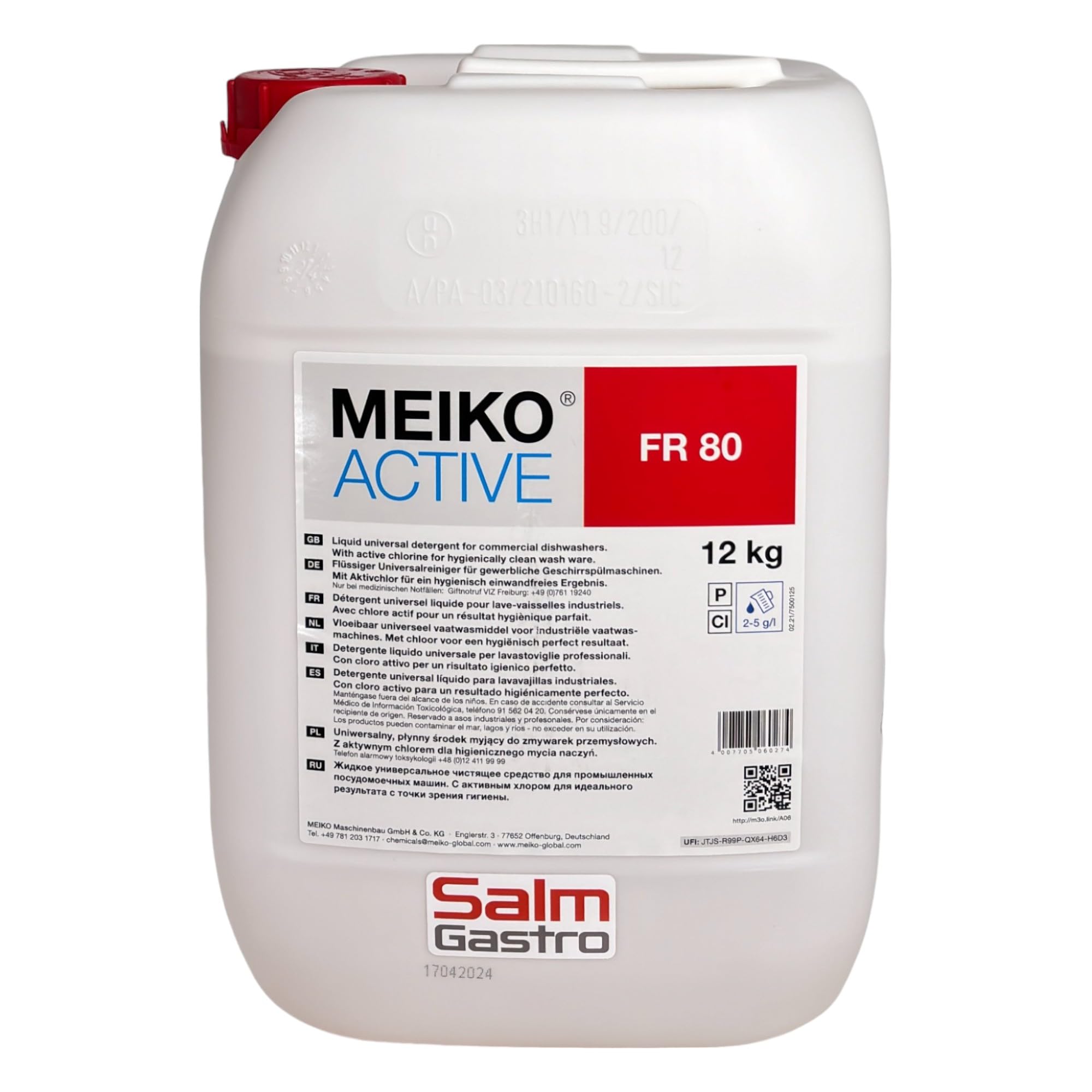 Meiko ACTIVE FR80 - Limpiador líquido universal para lavavajillas (12 kg)