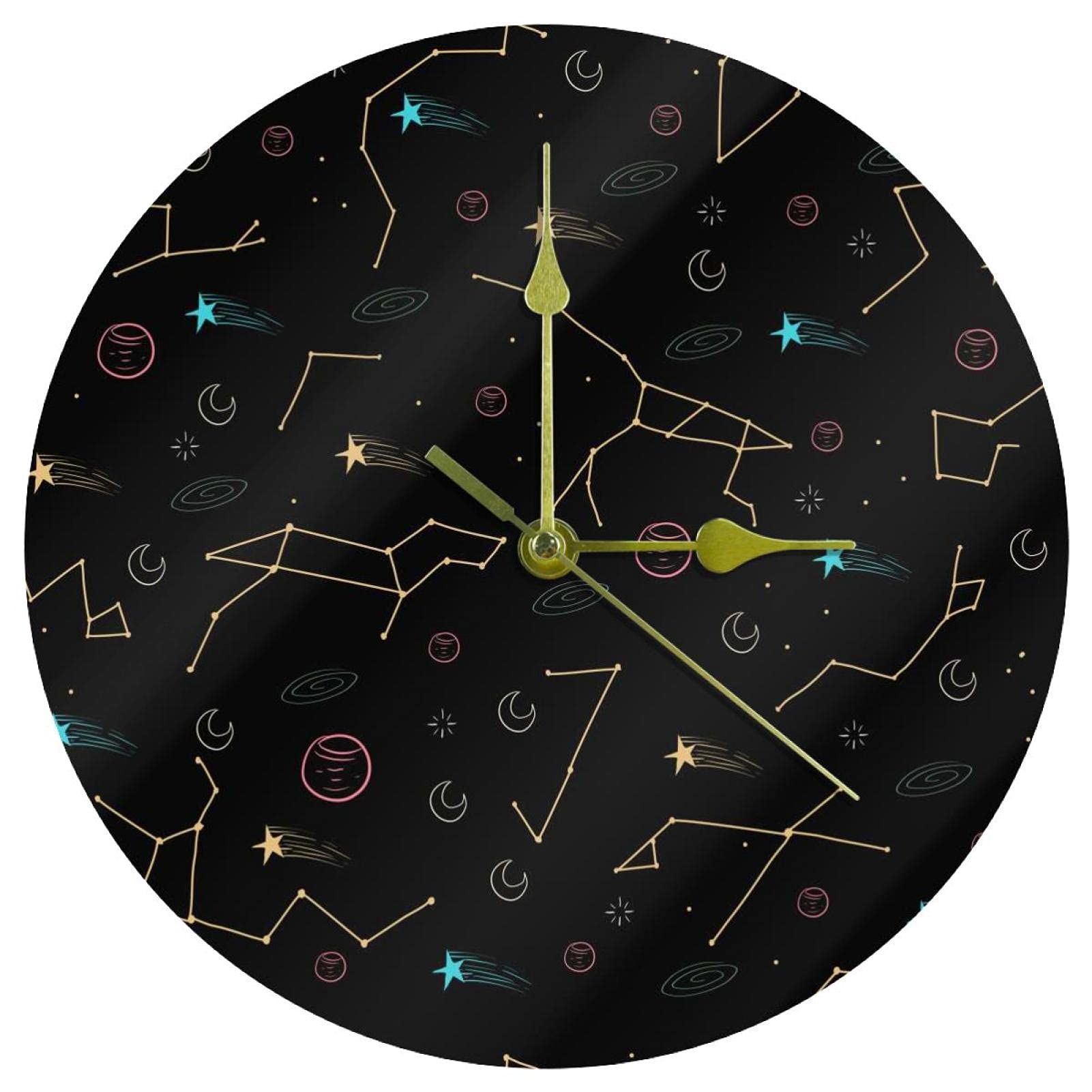 Horloge murale acrylique noire sans tic-tac fonctionnant à piles de 24cm