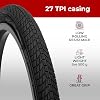 Fincci Bike 20 x 1.75 Tyre - Set Tyre 20 with 1x 20-Inch Schrader Inner Tube, Tire 47-406 for Kids, Teenagers and Adults - Pack for BMX, Tricycle, City, Road, MTB, Folding and Electric Bicycles