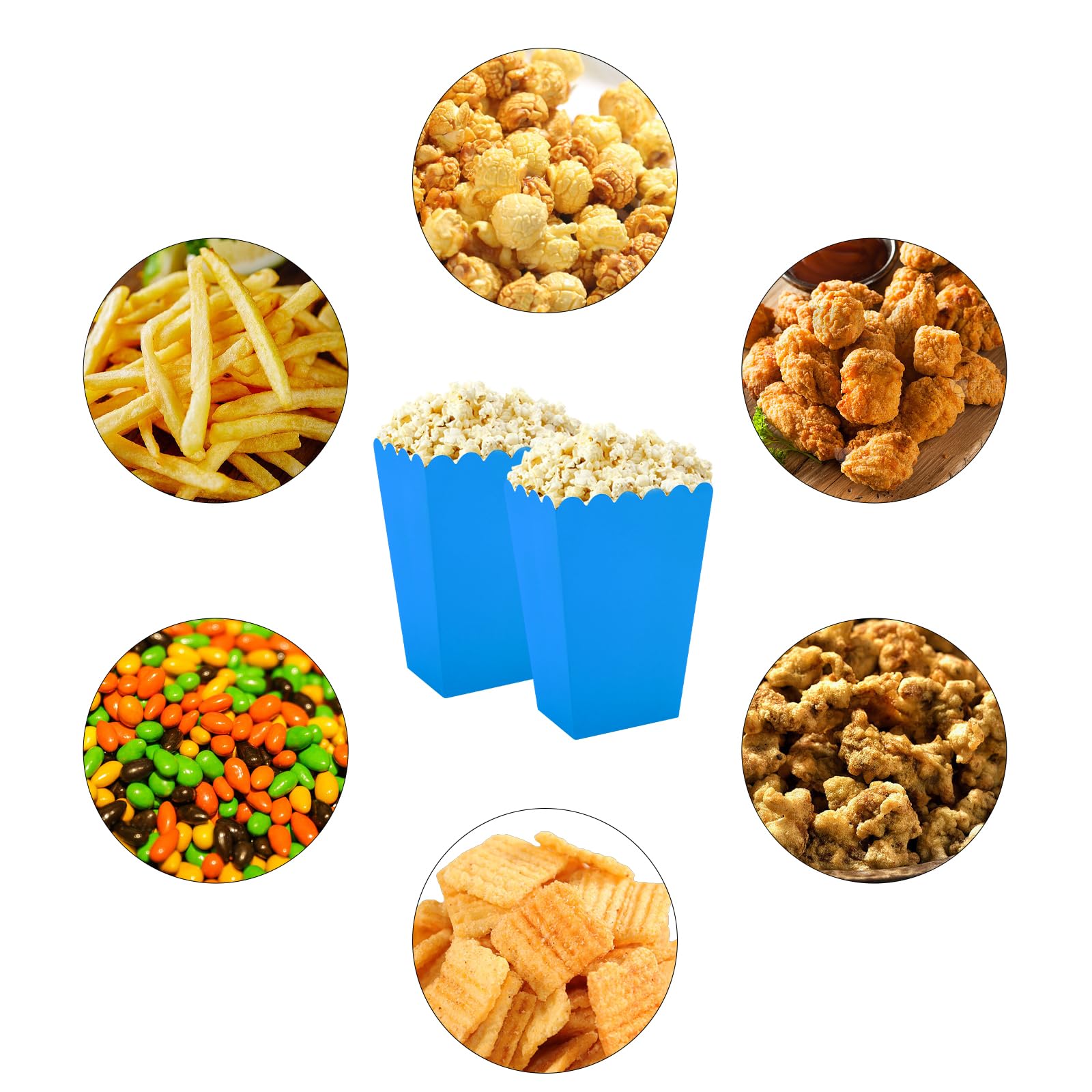 50 sztuk pudełek na popcorn, małe białe pudełka na popcorn, pojemniki na popcorn, torebki na przekąski, popcorn i słodycze do teatrów, kin i karnawałów