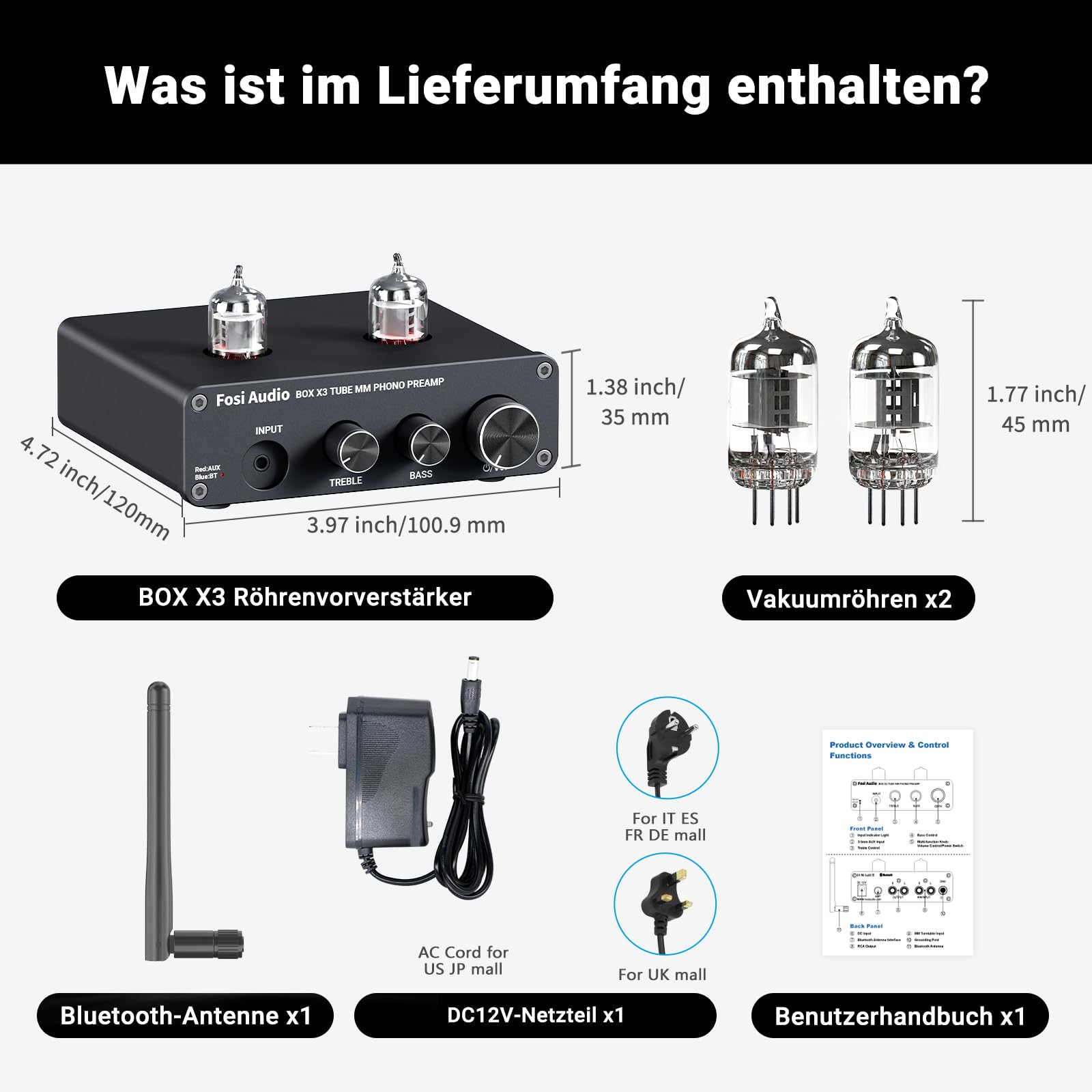 Fosi Audio Box Serie Phono Vorverstärker für MM Plattenspieler (Box X3)