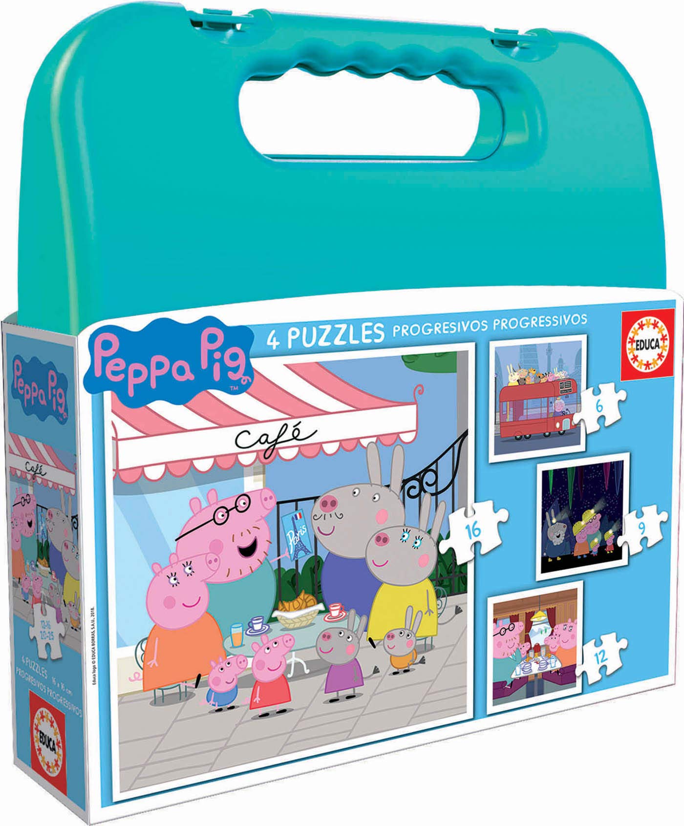 Educa - Peppa Pig | Set de 4 Puzzles Infantiles progresivos de 6 a 12 Piezas. Medida aproximada una Vez montados: 16 x 16 cm. Recomendados a Partir de 3 años (18112)