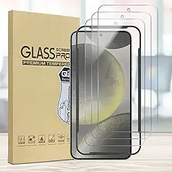 Pacote com 3 protetores de tela compatíveis com Galaxy S24 Plus com moldura de instalação, vidro temperado de dureza 9H antiarranhões, sem bolhas, compatível com capas
